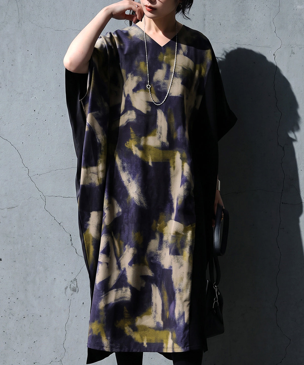 Art Print Color-Block Cocoon Dress Ladies