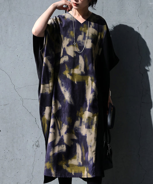 Art Print Color-Block Cocoon Dress Ladies
