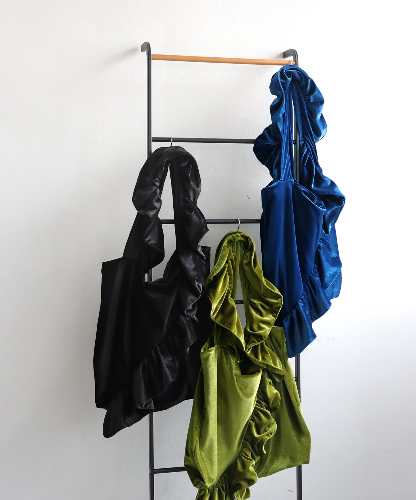 Frill Design Velor Bag Ladies