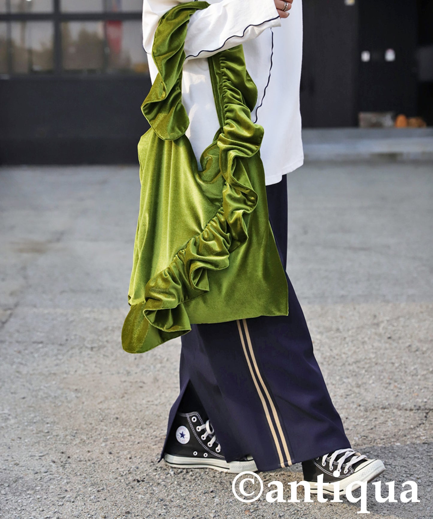 Frill Design Velor Bag Ladies