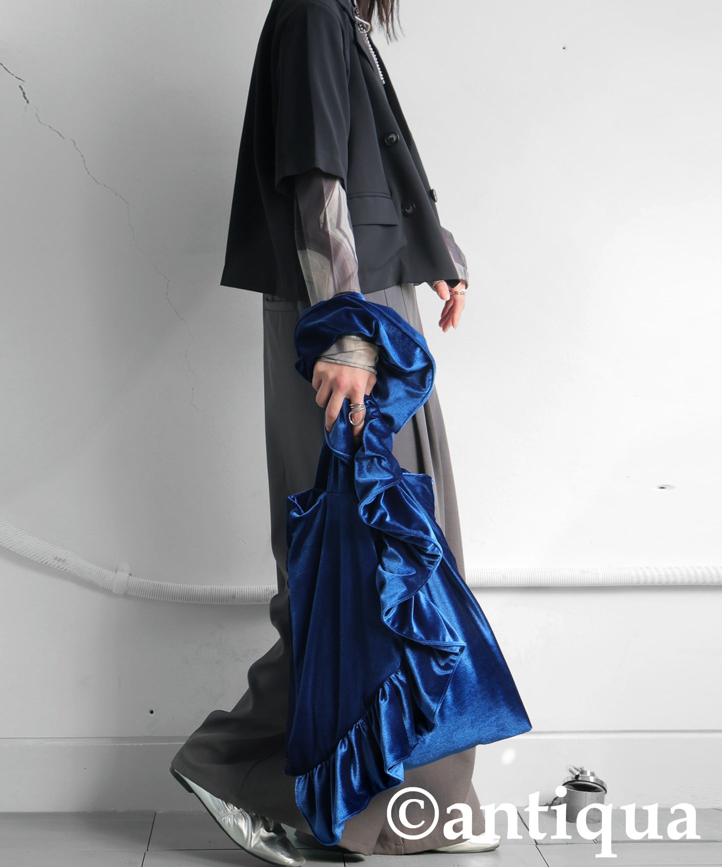 Frill Design Velor Bag Ladies