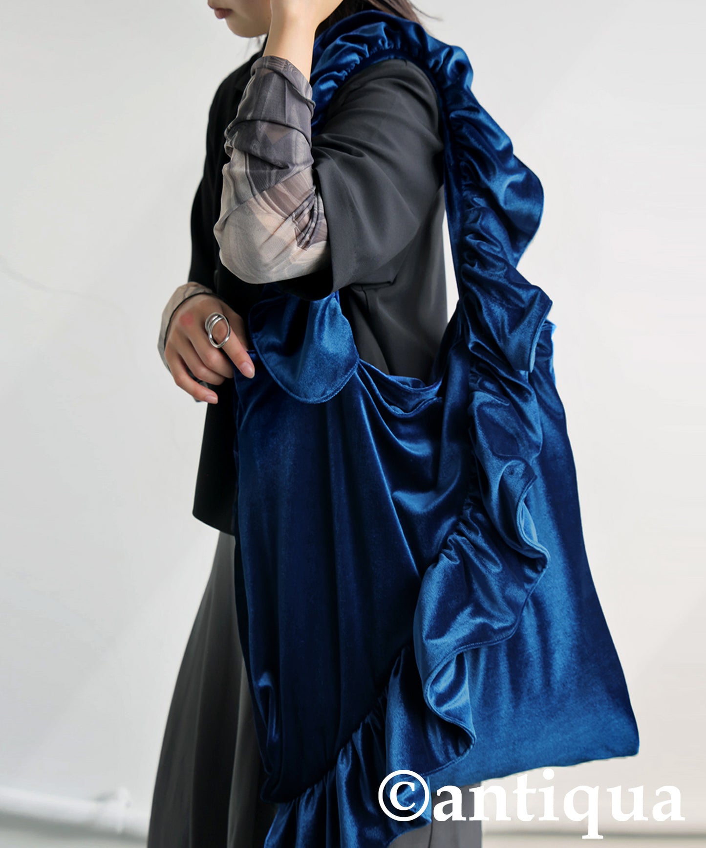 Frill Design Velor Bag Ladies