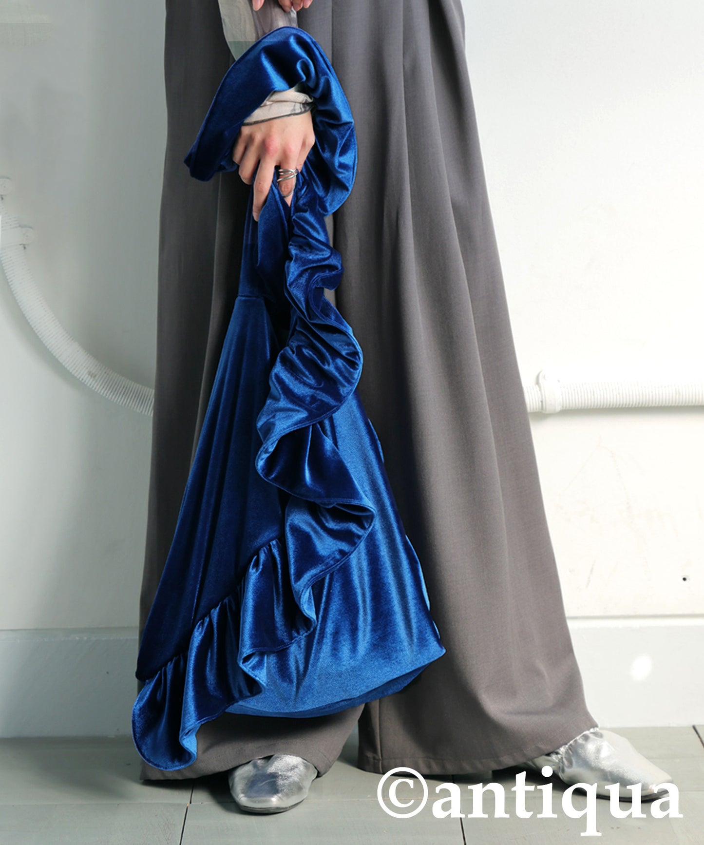 Frill Design Velor Bag Ladies