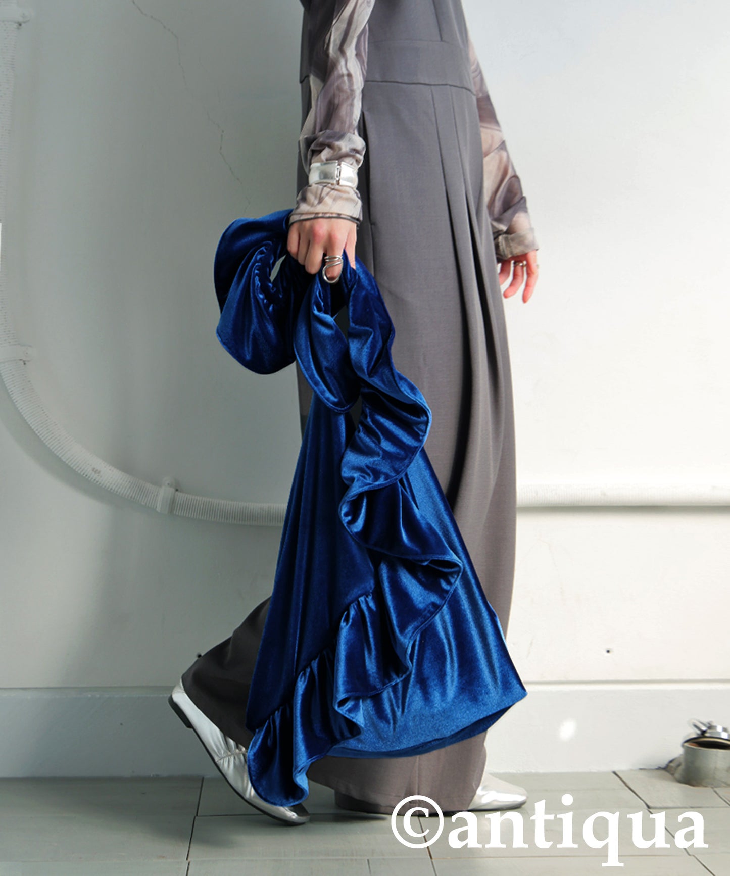 Frill Design Velor Bag Ladies