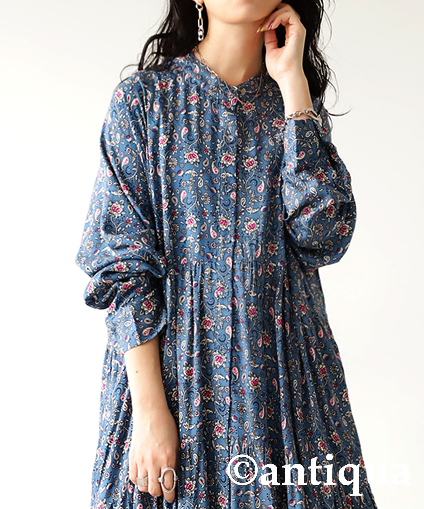 Paisley pattern Tiered Casual dress Long-Sleeve