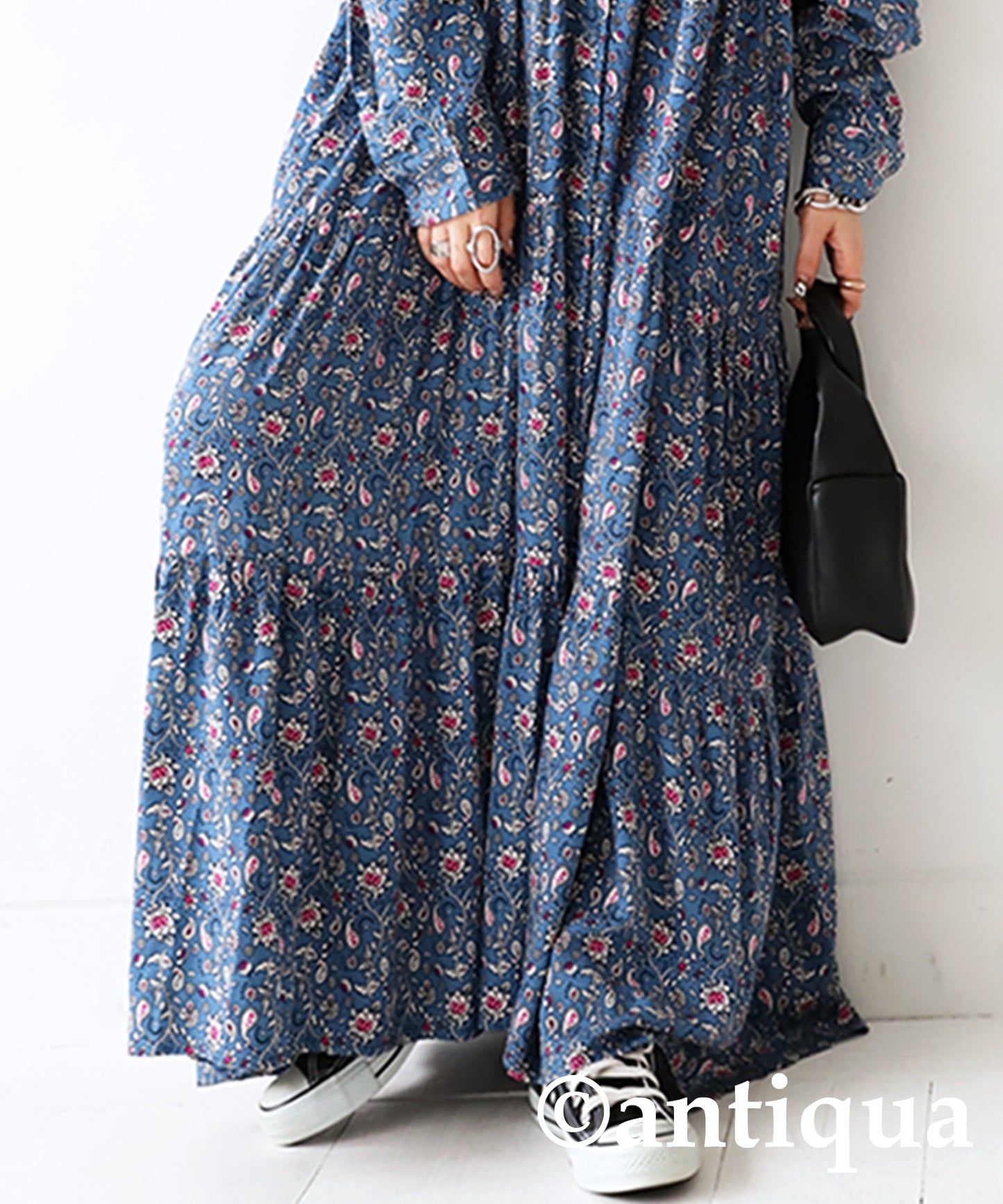 Paisley pattern Tiered Casual dress Long-Sleeve