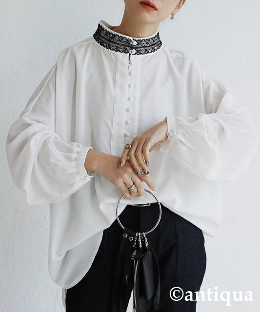 Lace collar Ladies Shirt Long-Sleeve