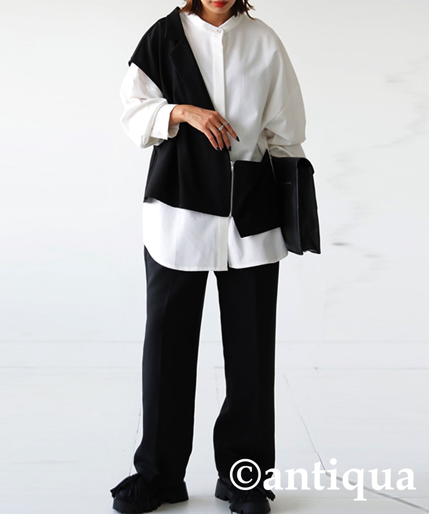 Ladies Layered asymmetry Shirt Long Sleeve