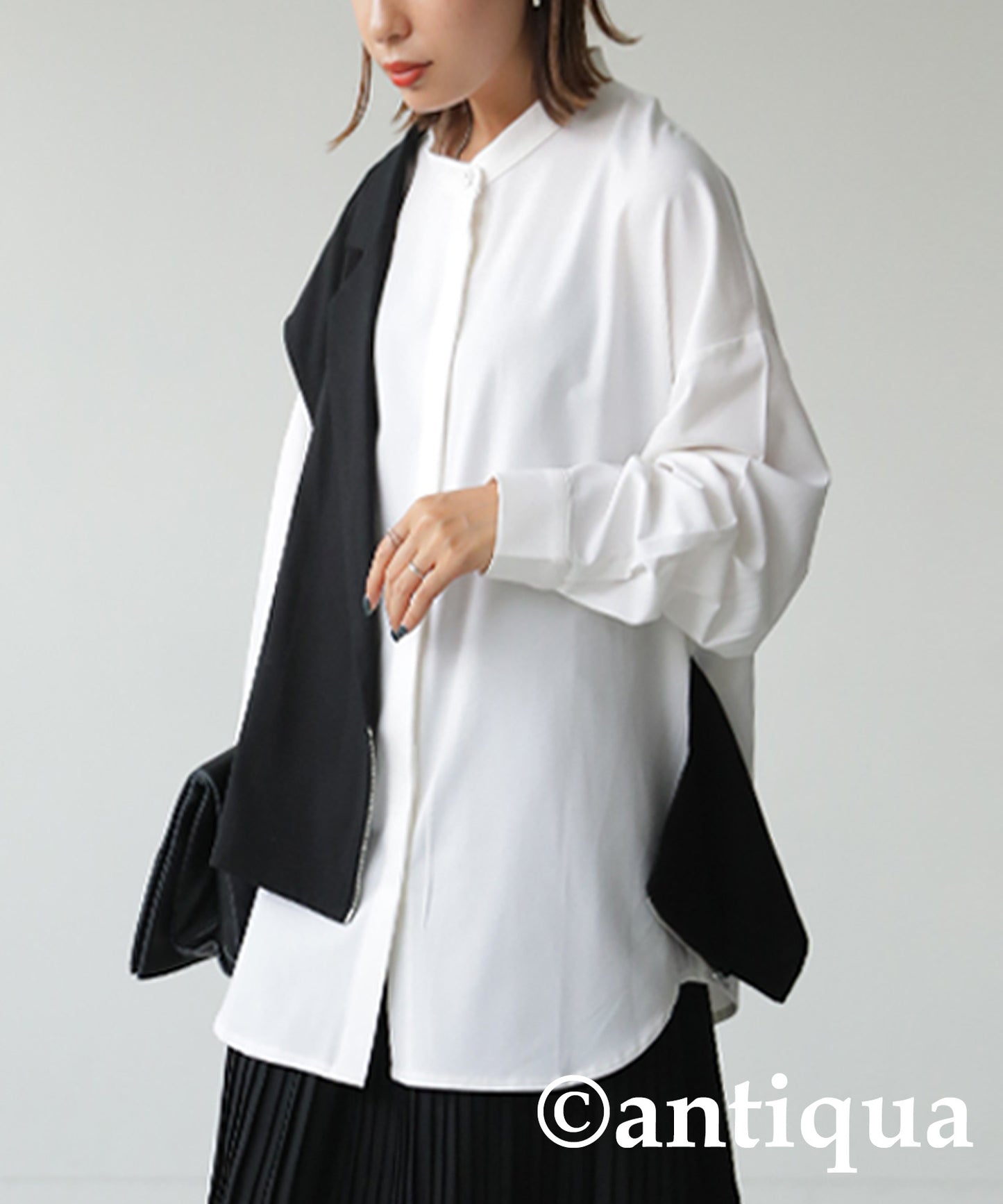 Ladies Layered asymmetry Shirt Long Sleeve