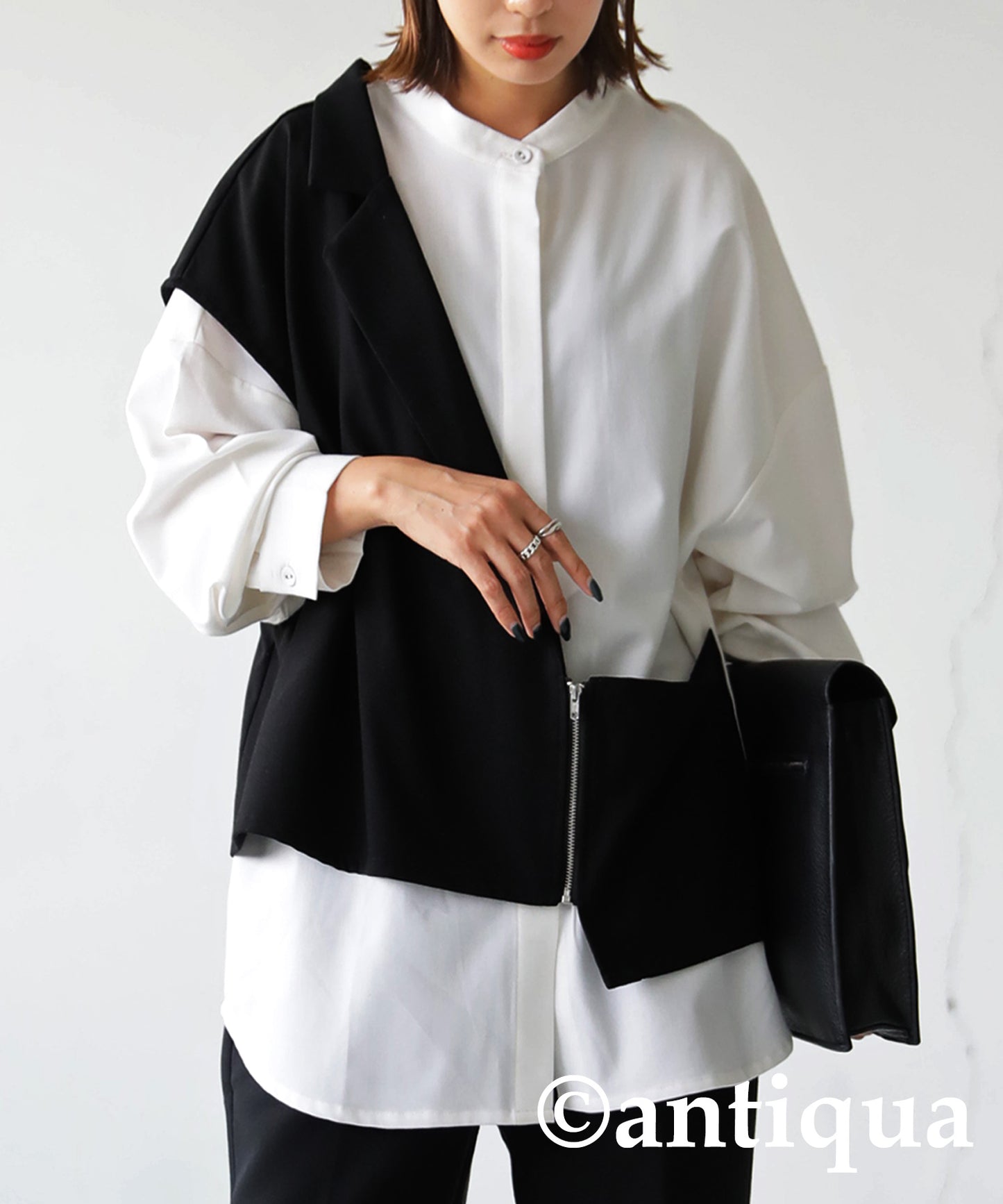 Ladies Layered asymmetry Shirt Long Sleeve