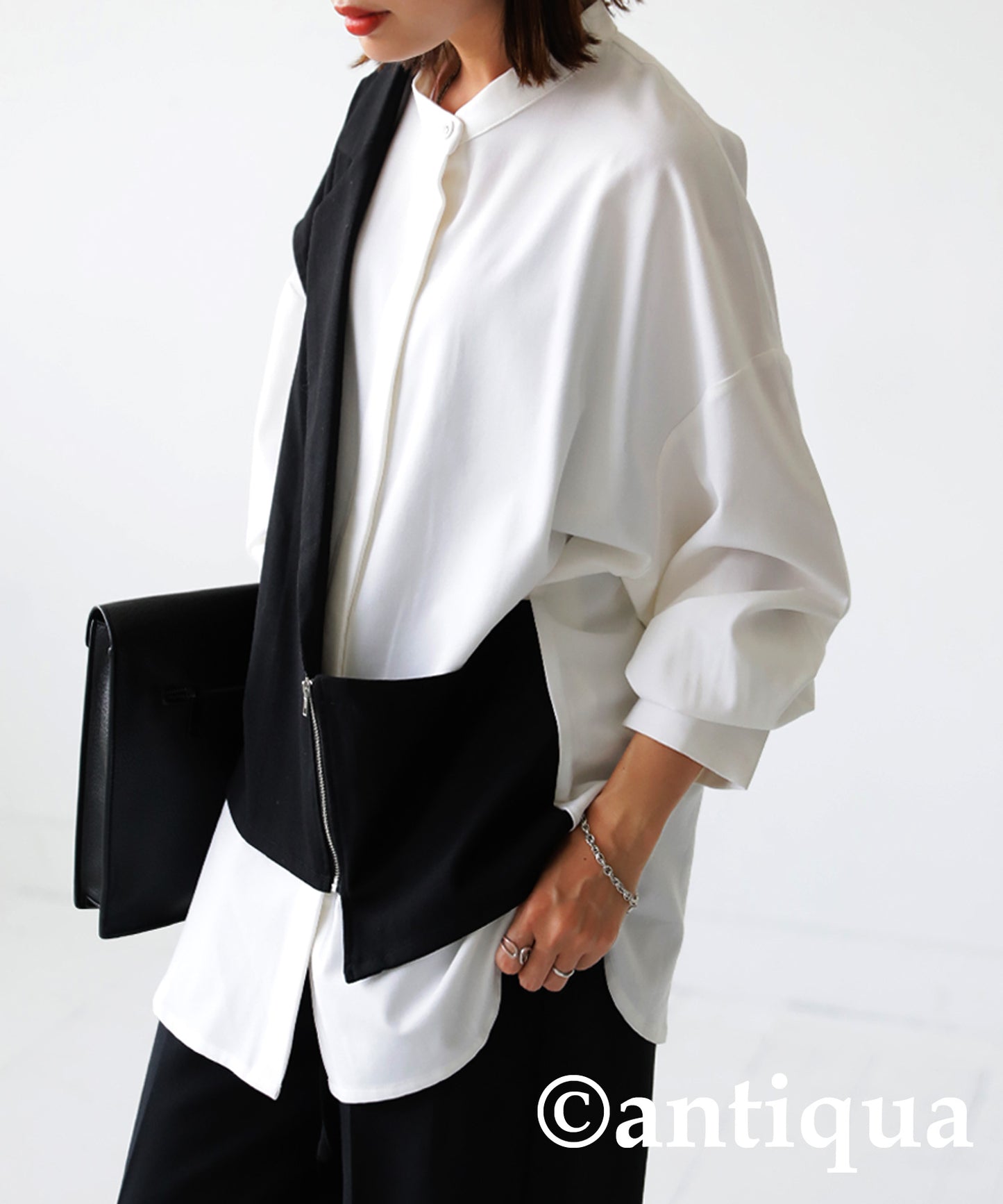 Ladies Layered asymmetry Shirt Long Sleeve