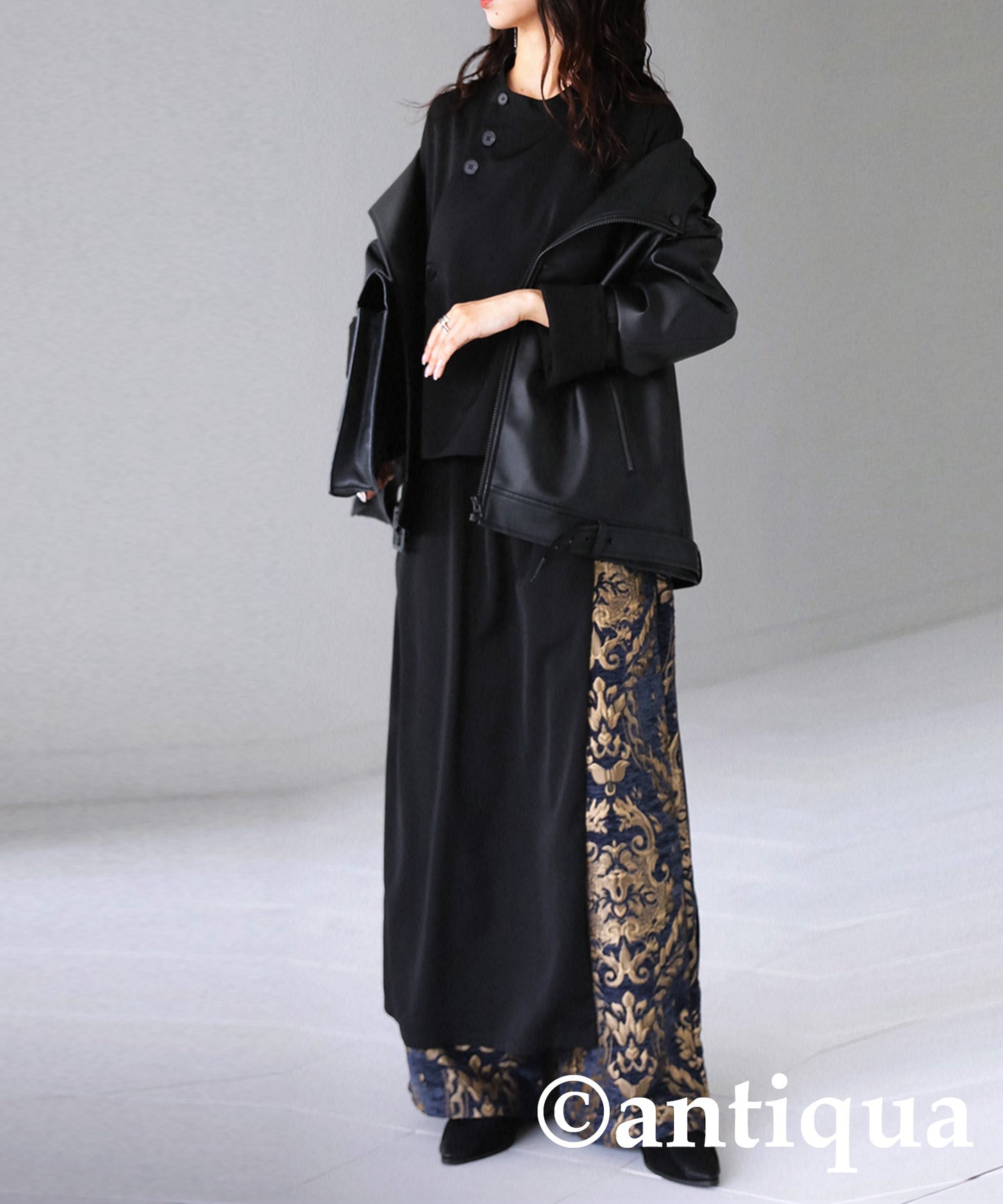 Unique button design Ladies casual long dress long slit