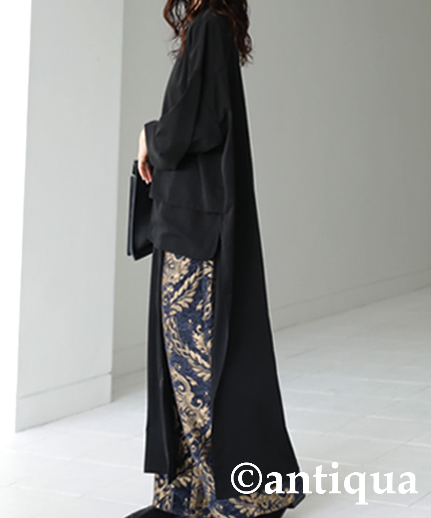 Unique button design Ladies casual long dress long slit