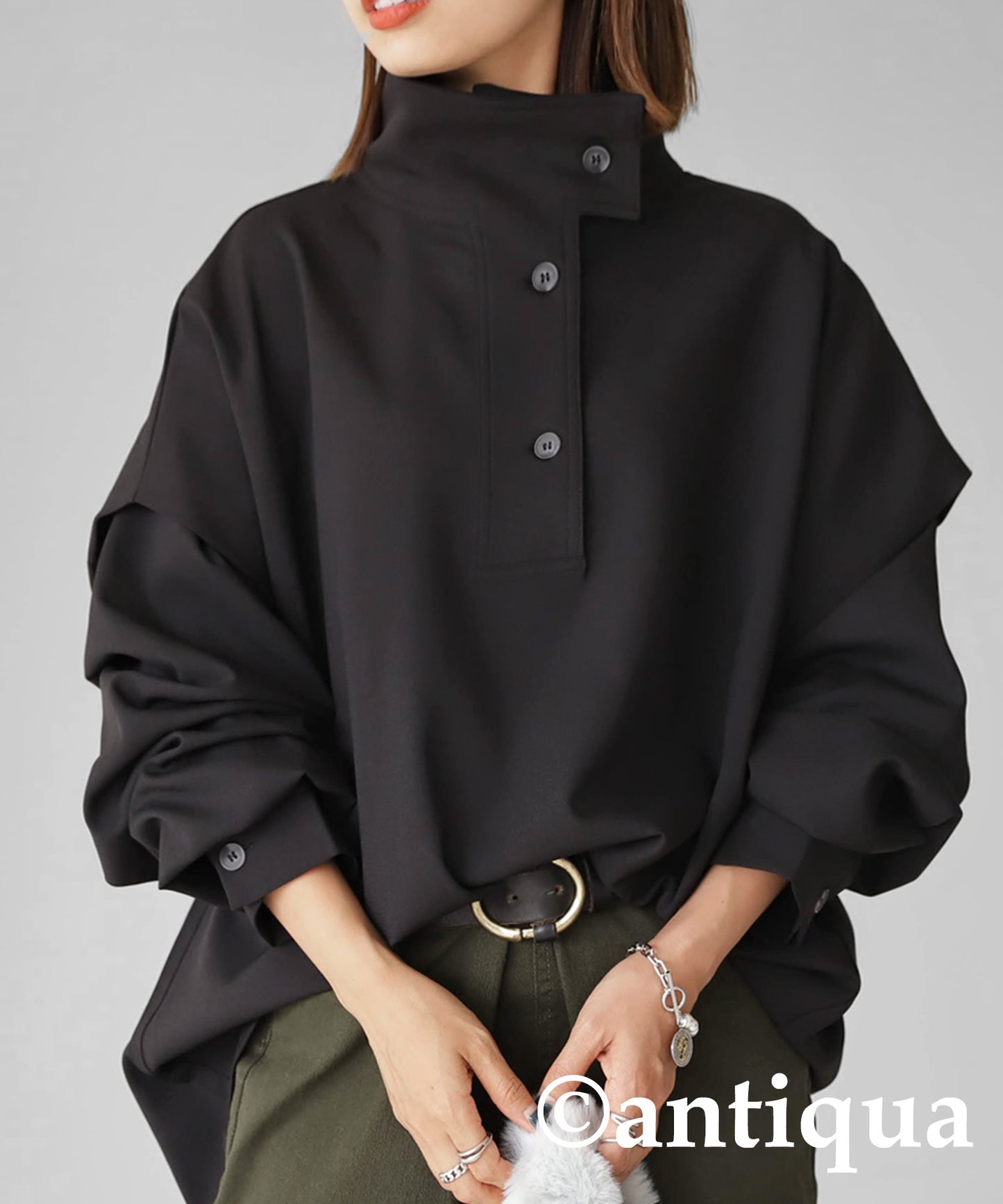 high-necked collar Ladies Pullover shirt