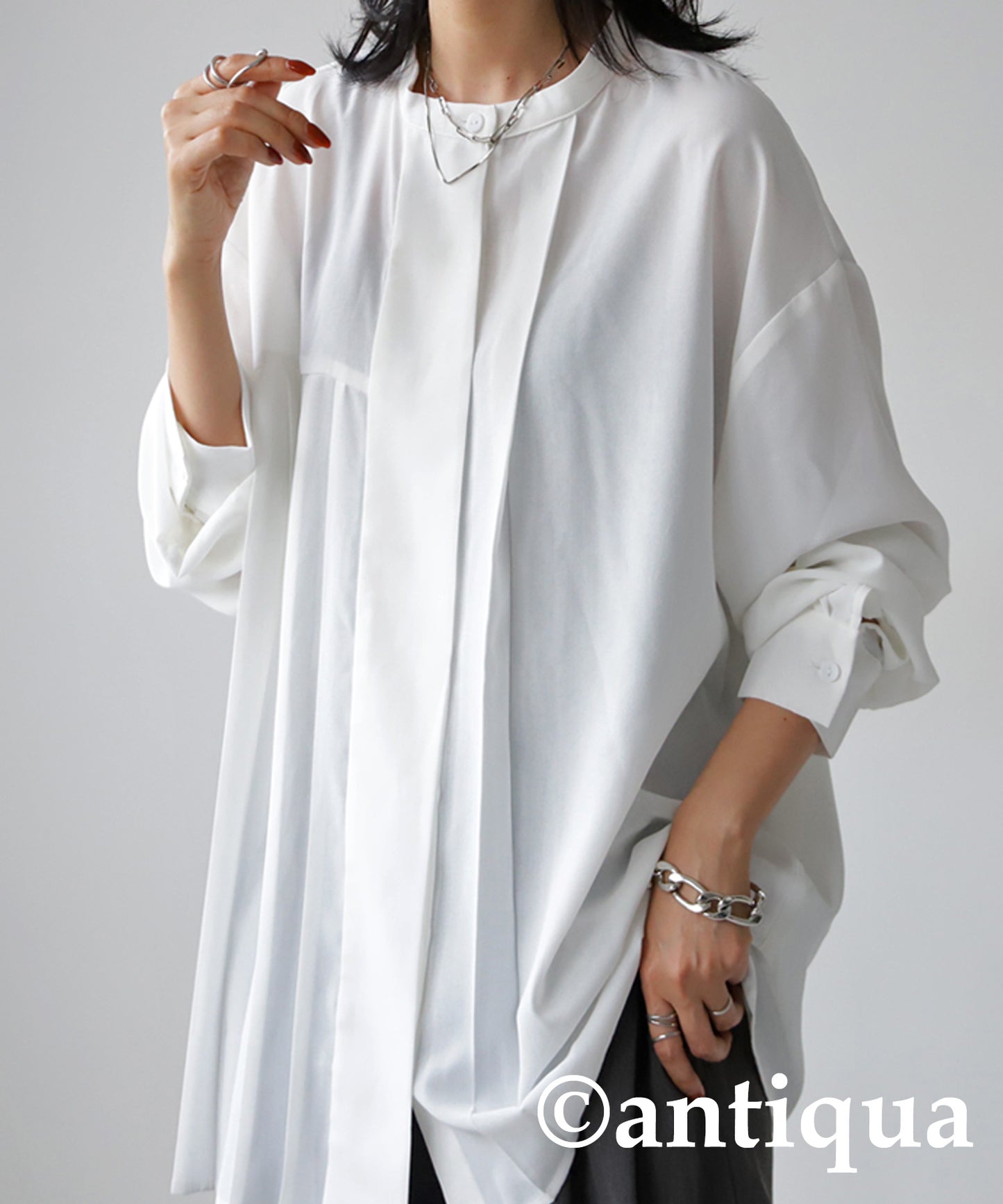 Asymmetry Pleats Shirt Ladies