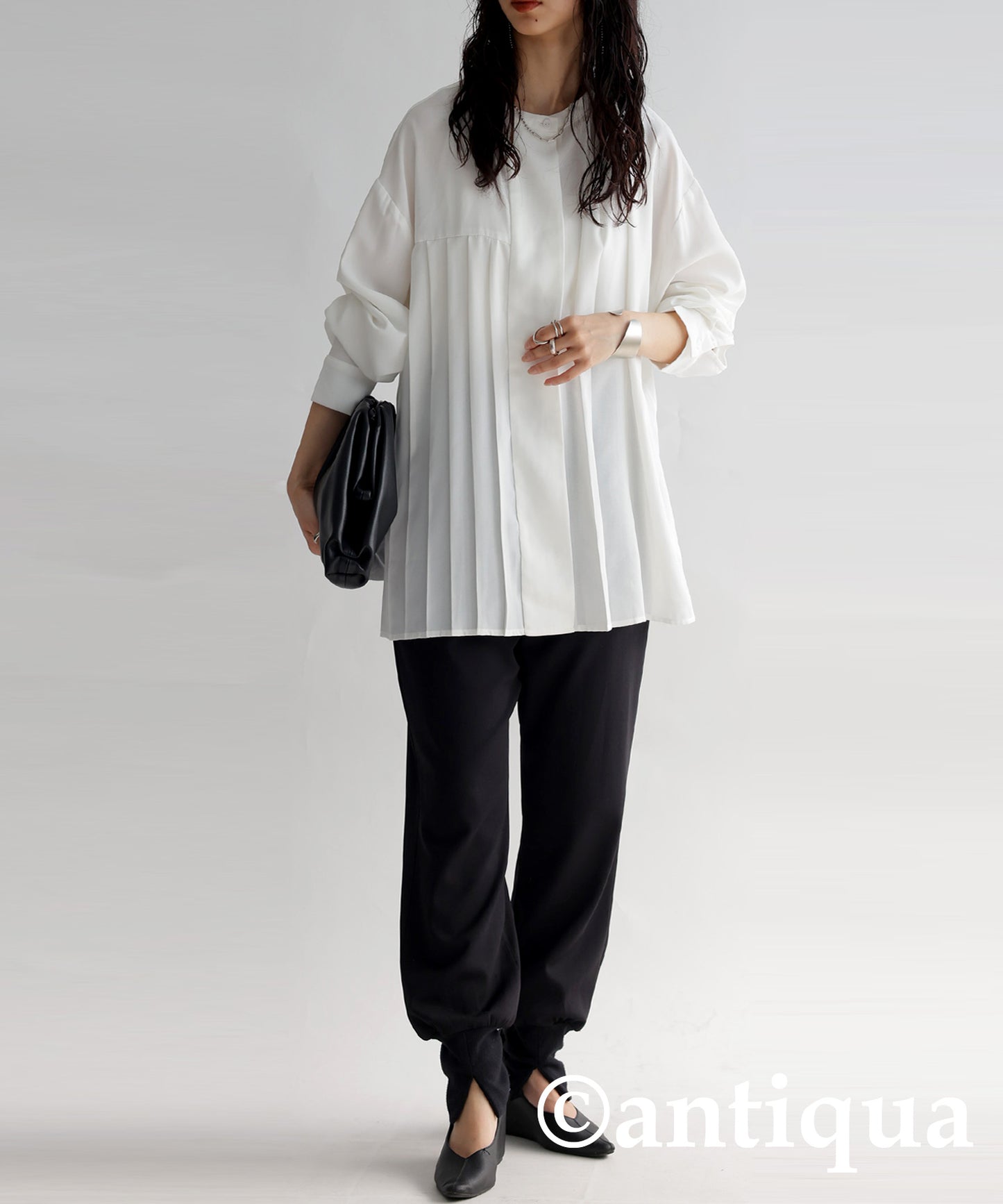 Asymmetry Pleats Shirt Ladies