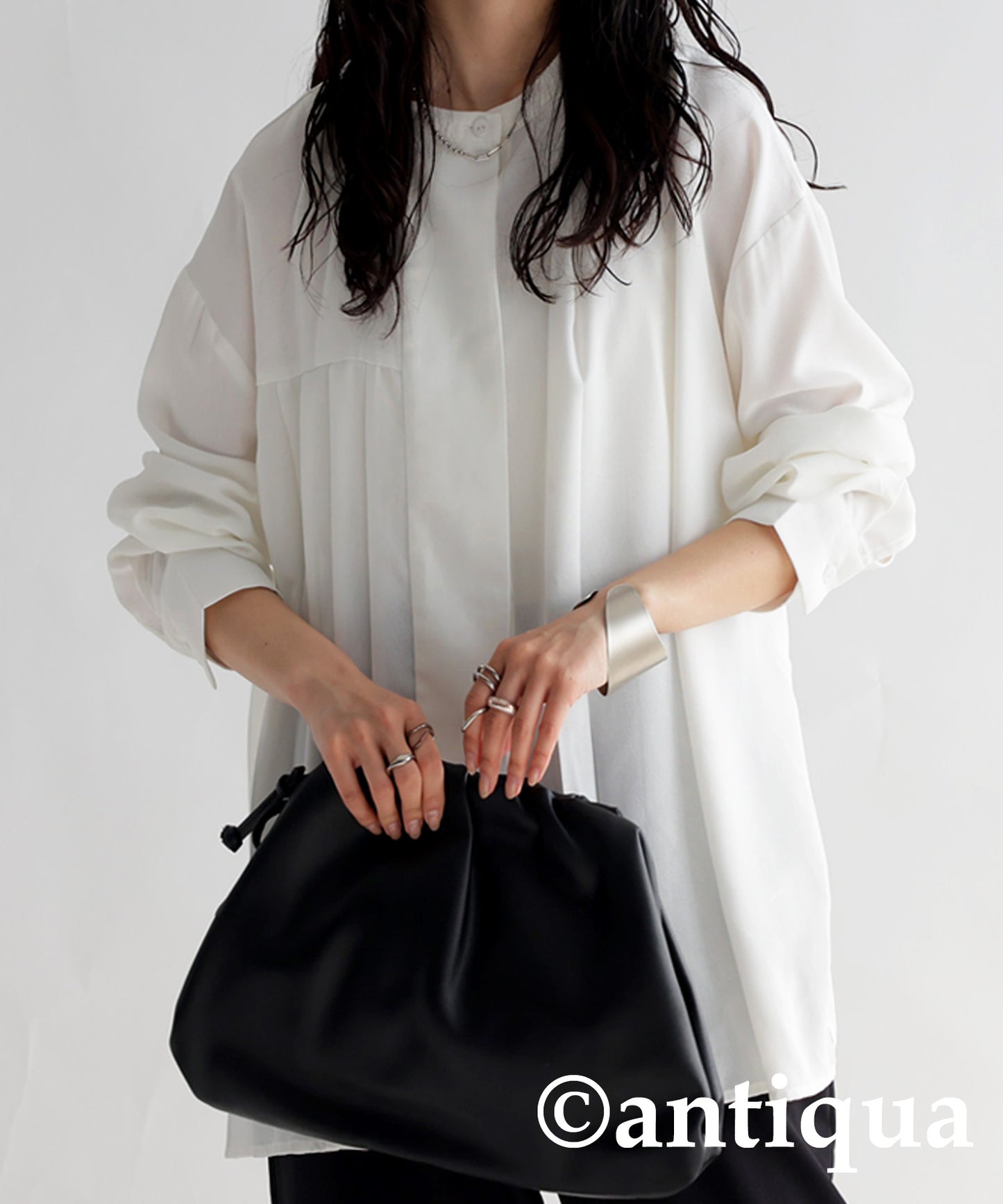 Asymmetry Pleats Shirt Ladies