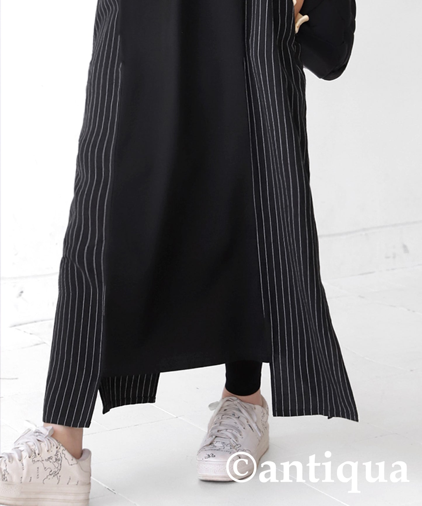 Vertical Striped Ladies Casual dress Short-Sleeve Long