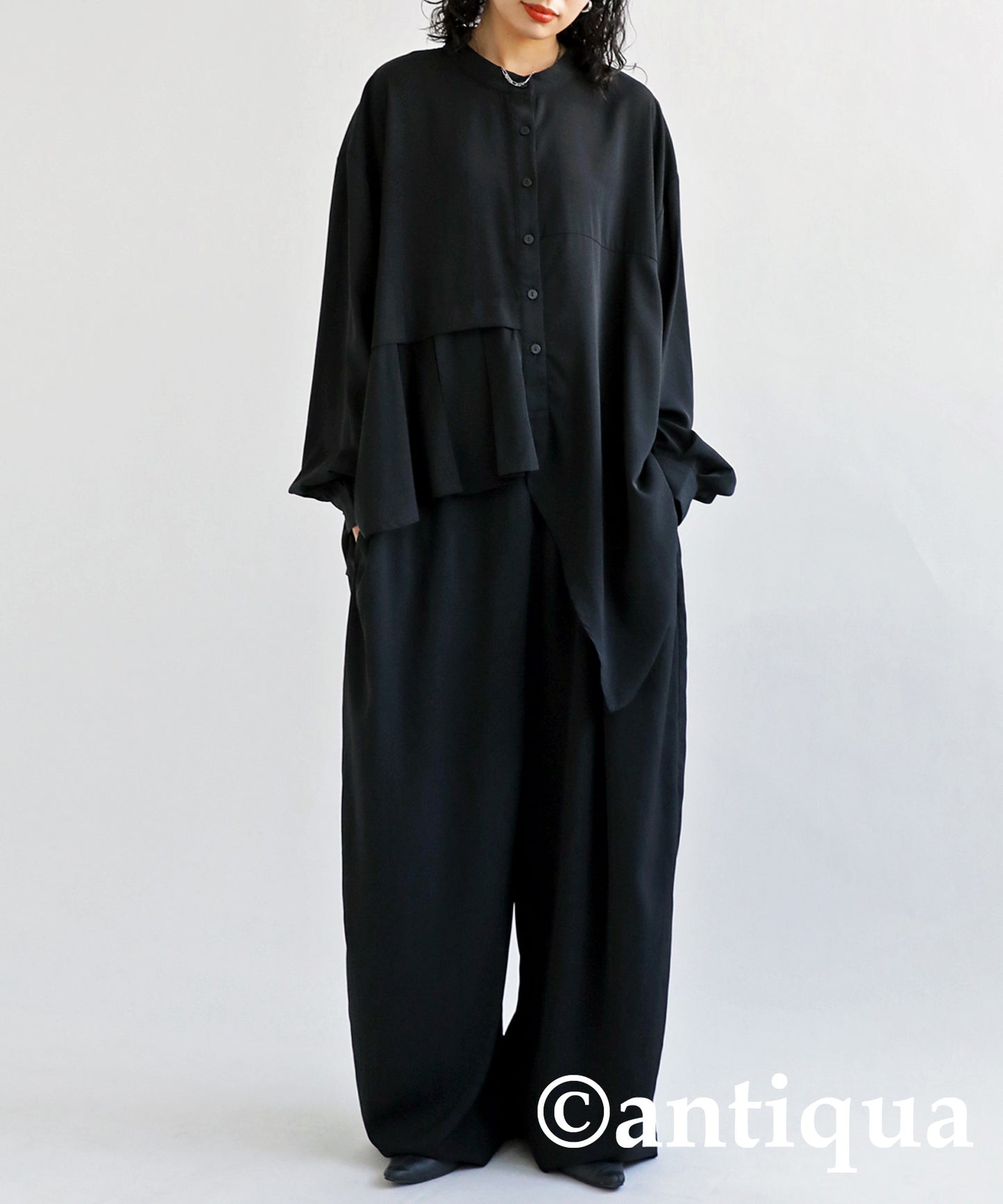 Pleated jumpsuit Ladies long sleeve long length