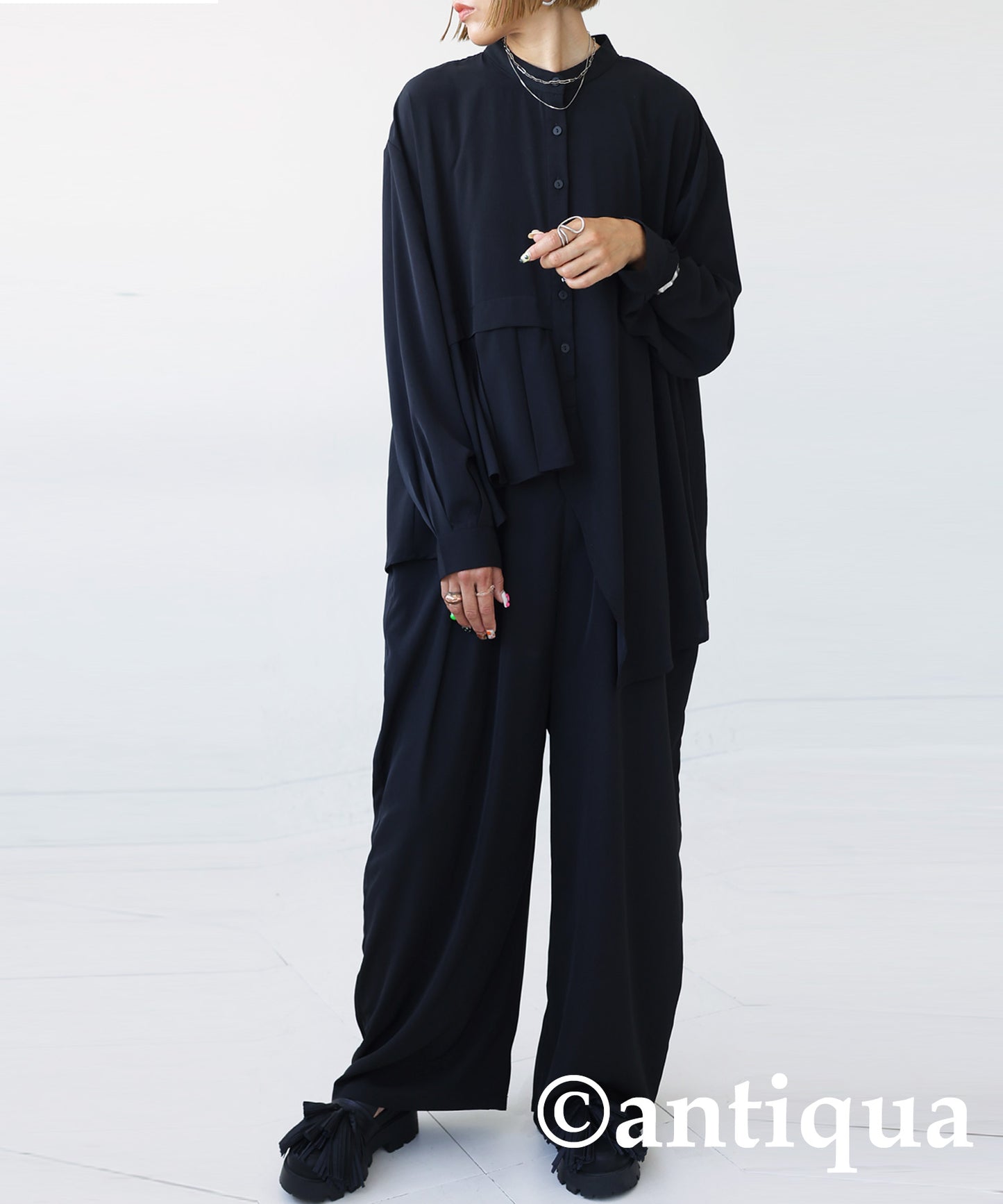 Pleated jumpsuit Ladies long sleeve long length