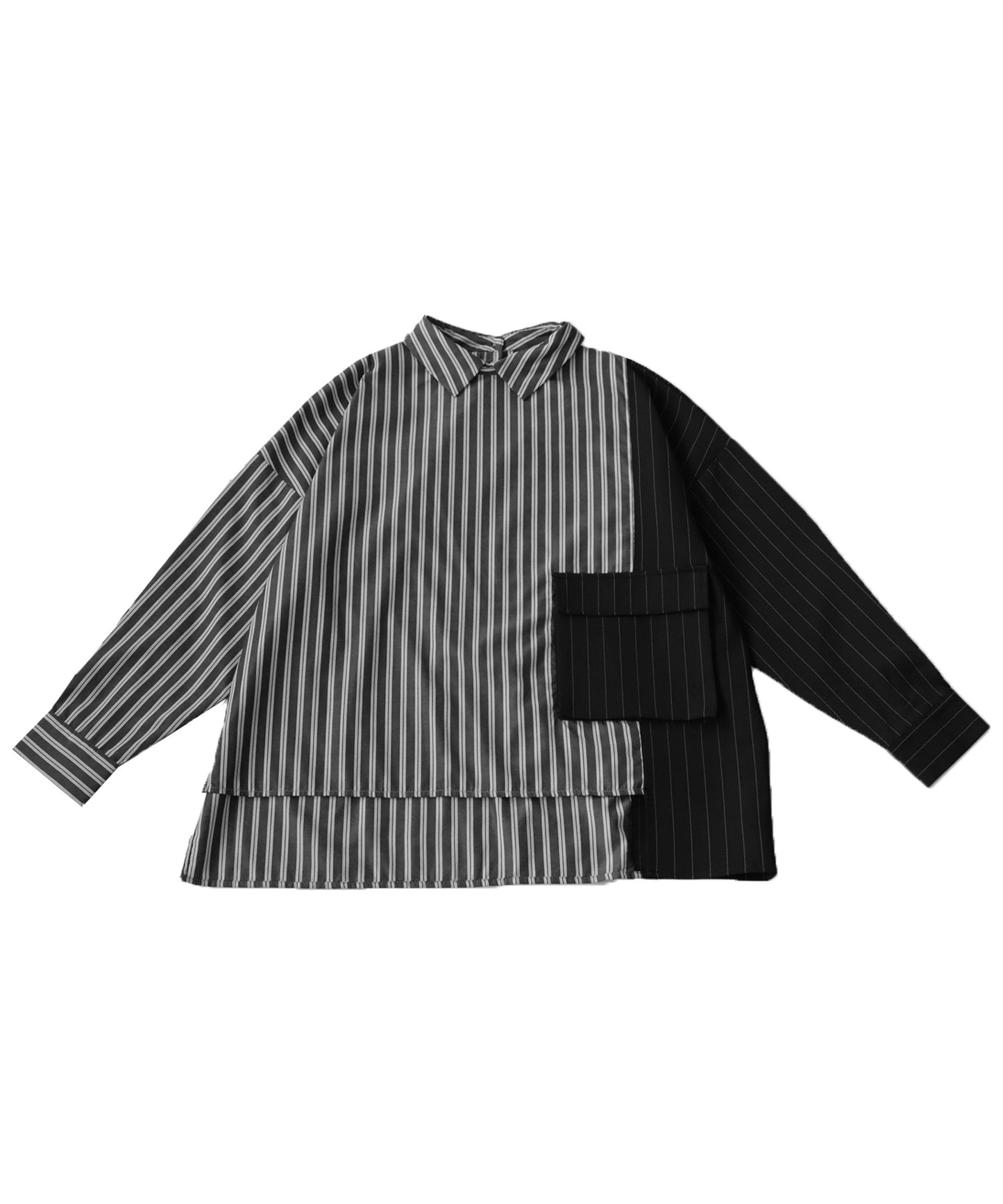 Stripe pattern switching shirt Ladies