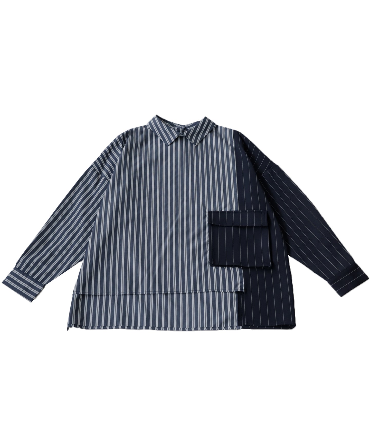 Stripe pattern switching shirt Ladies