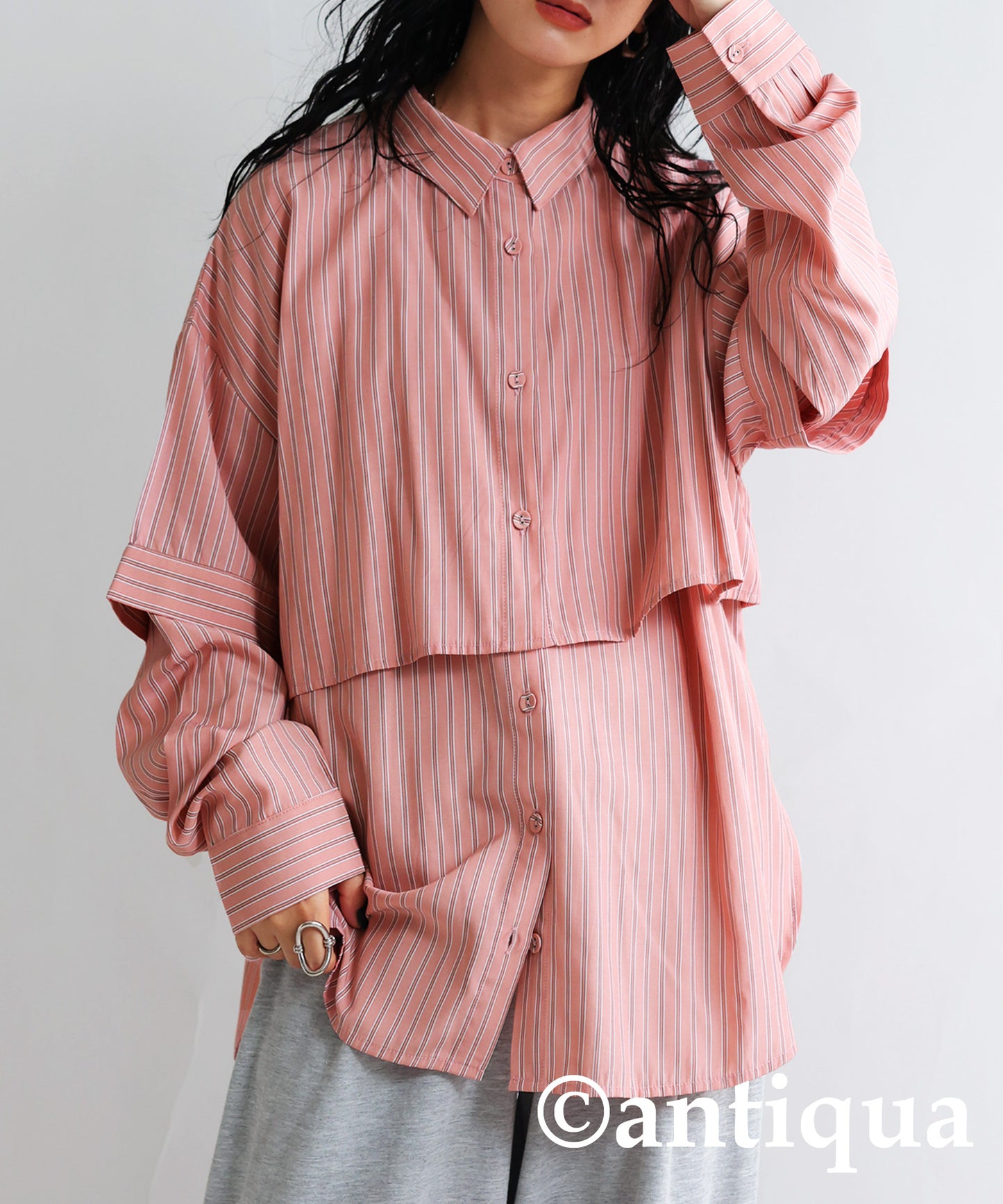 3way striped pattern shirt Ladies