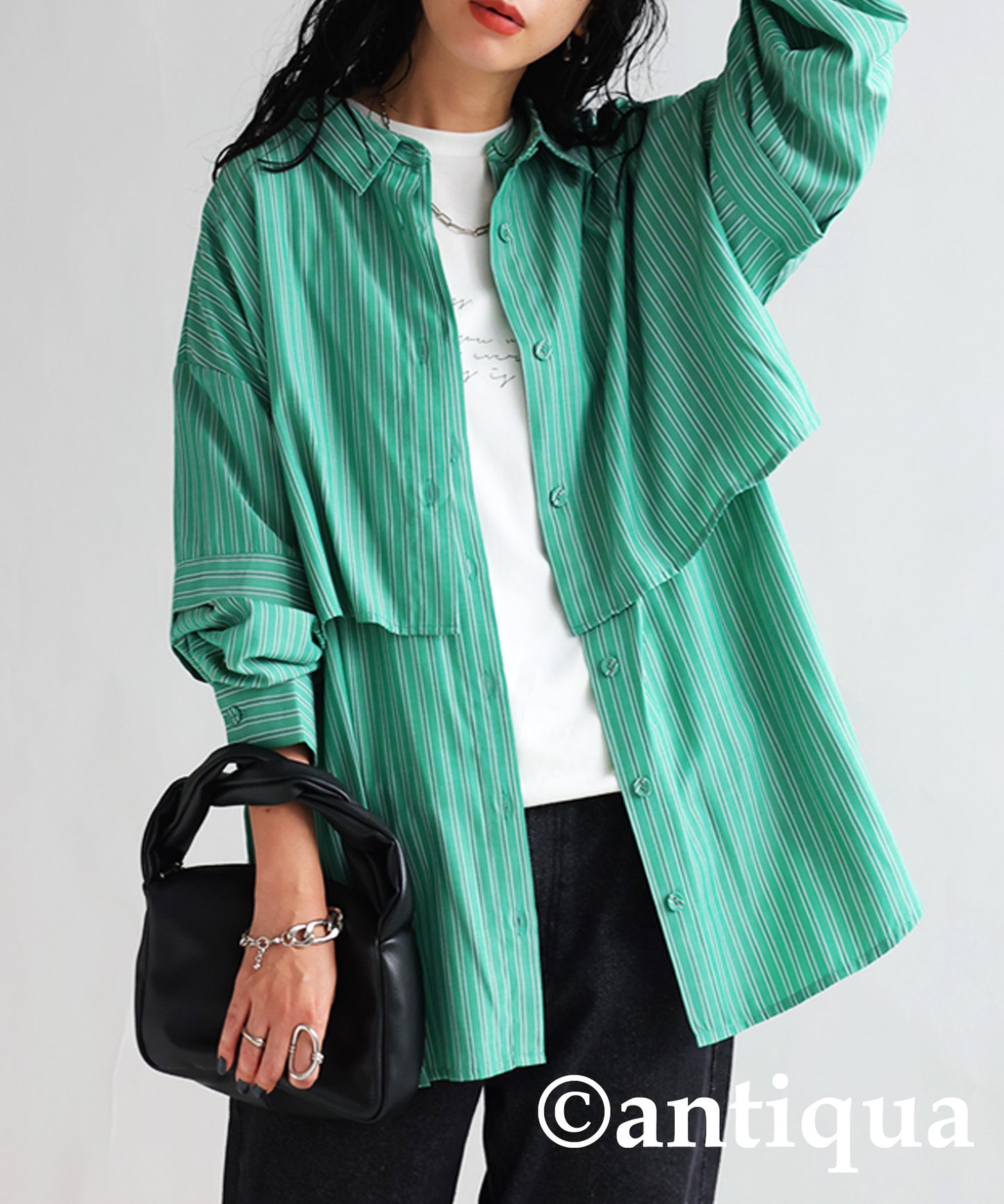 3way striped pattern shirt Ladies