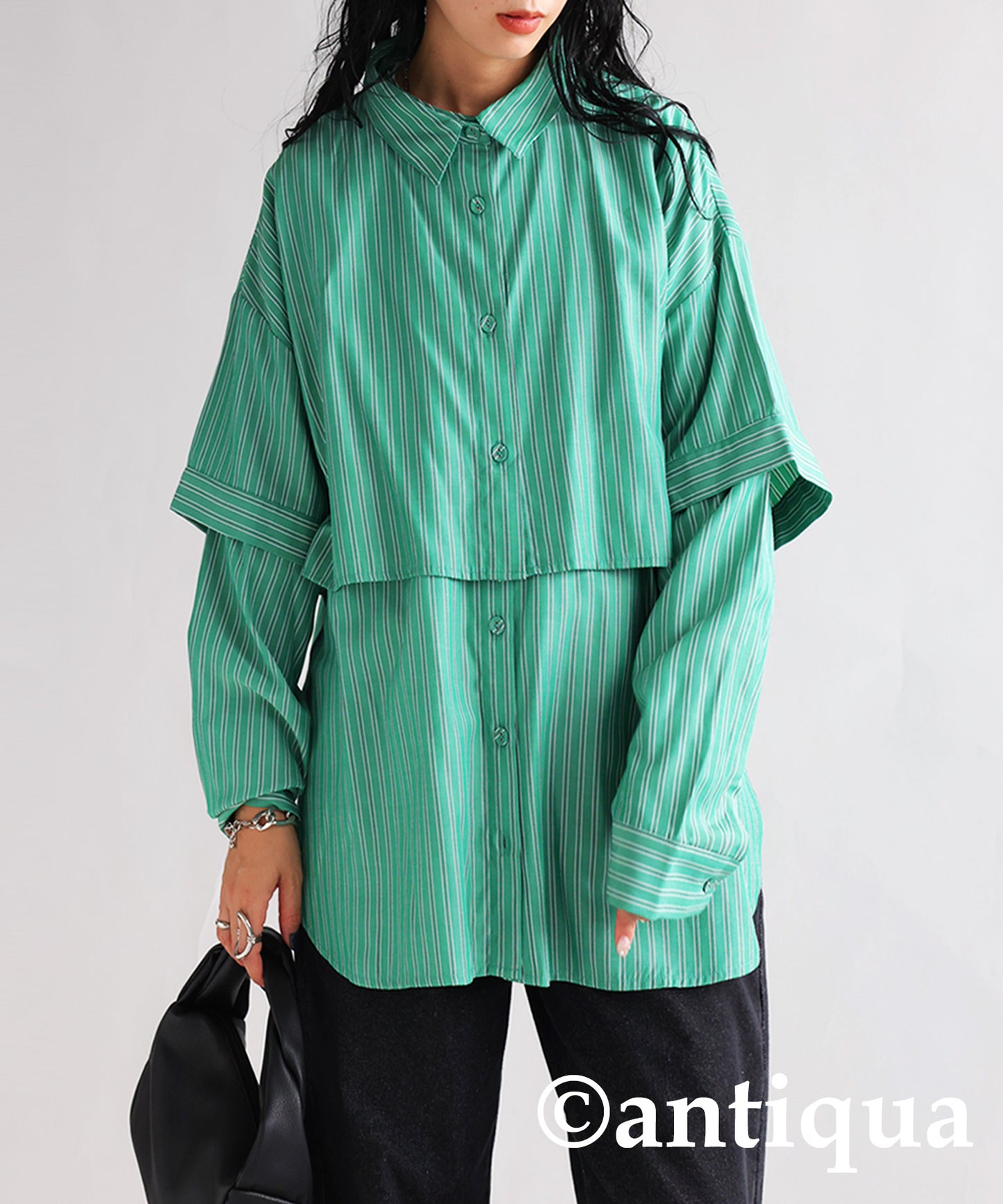 3way striped pattern shirt Ladies