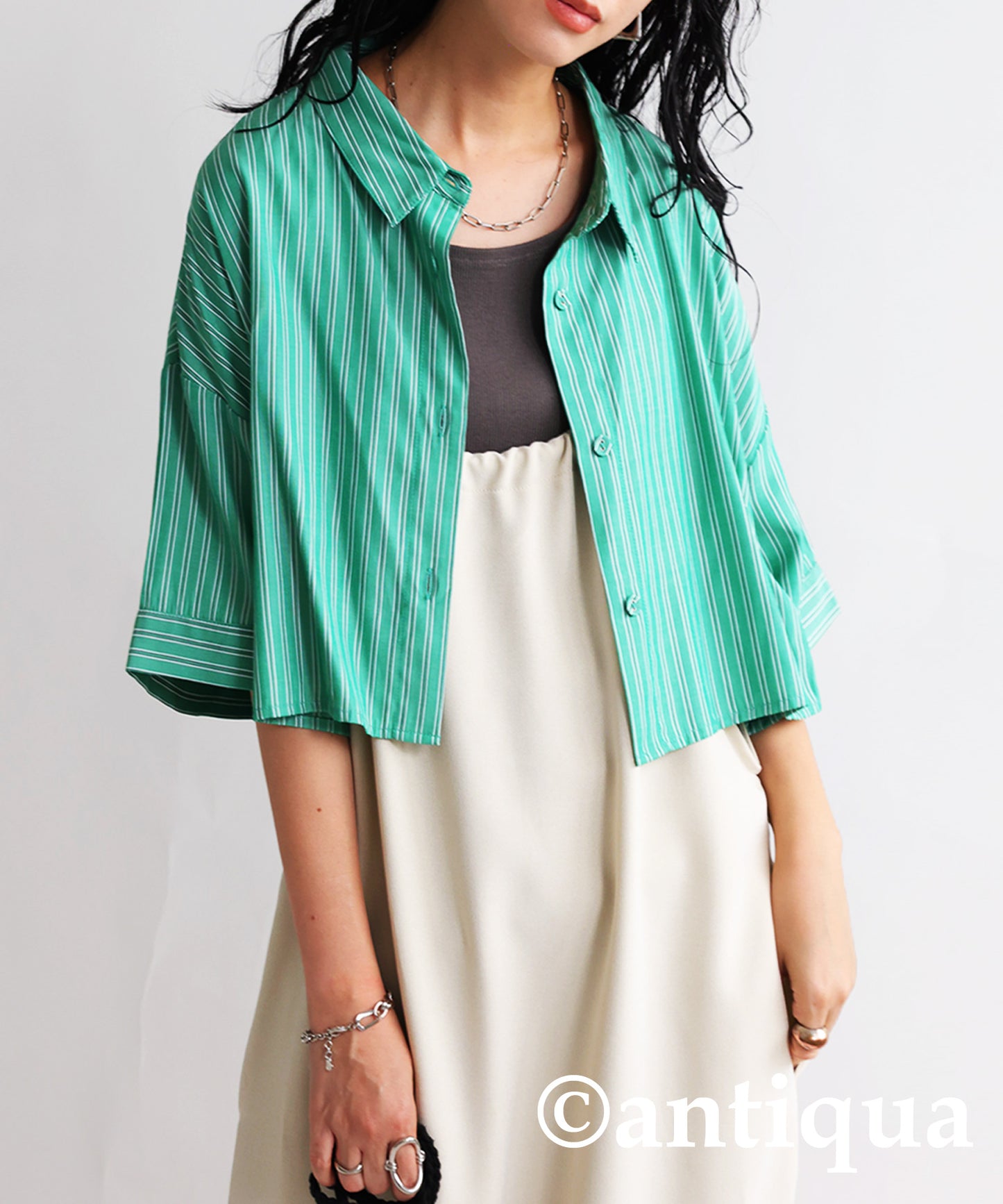 3way striped pattern shirt Ladies