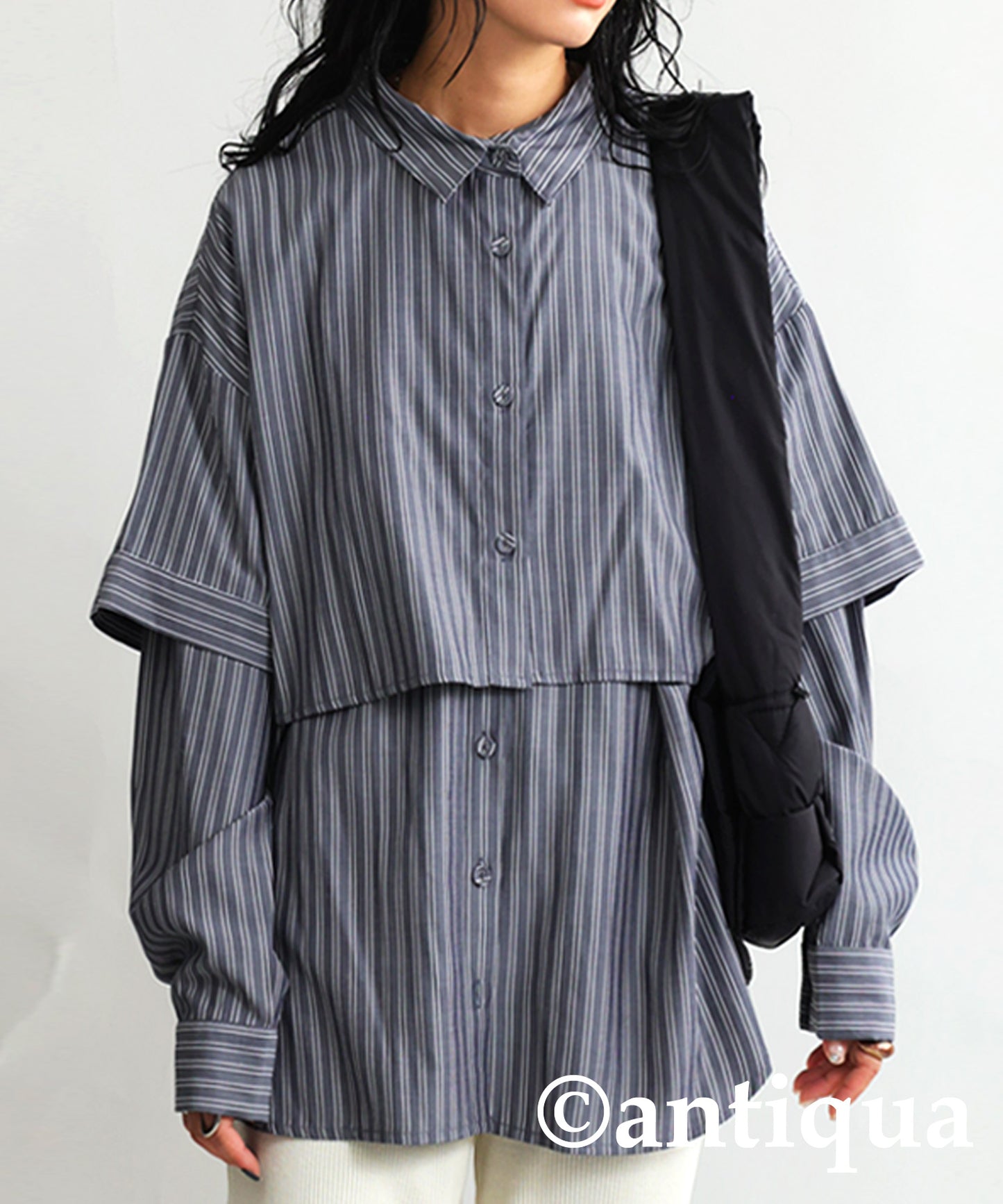 3way striped pattern shirt Ladies