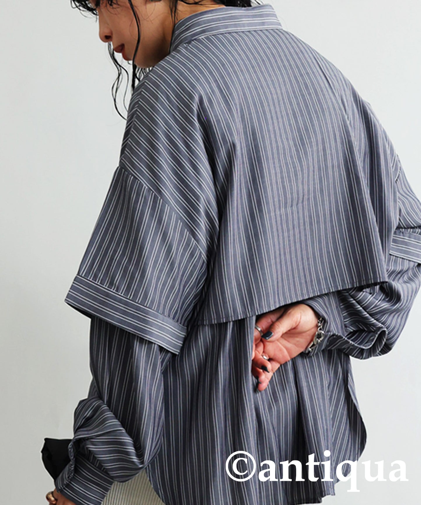 3way striped pattern shirt Ladies