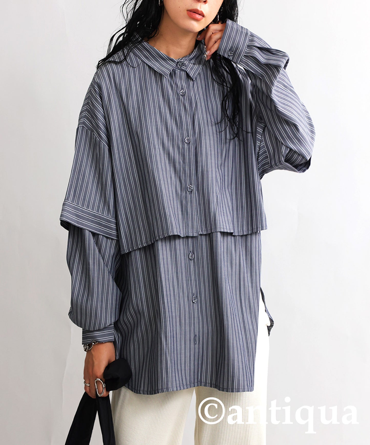 3way striped pattern shirt Ladies