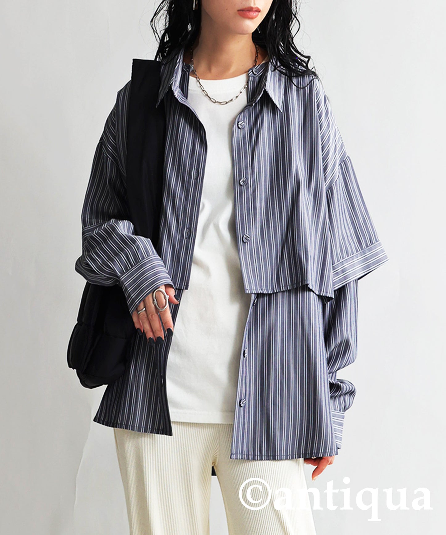 3way striped pattern shirt Ladies