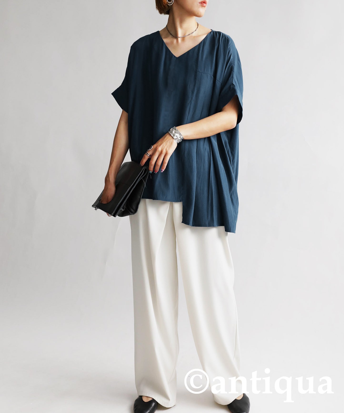 Asymmetry Pleated tops Ladies