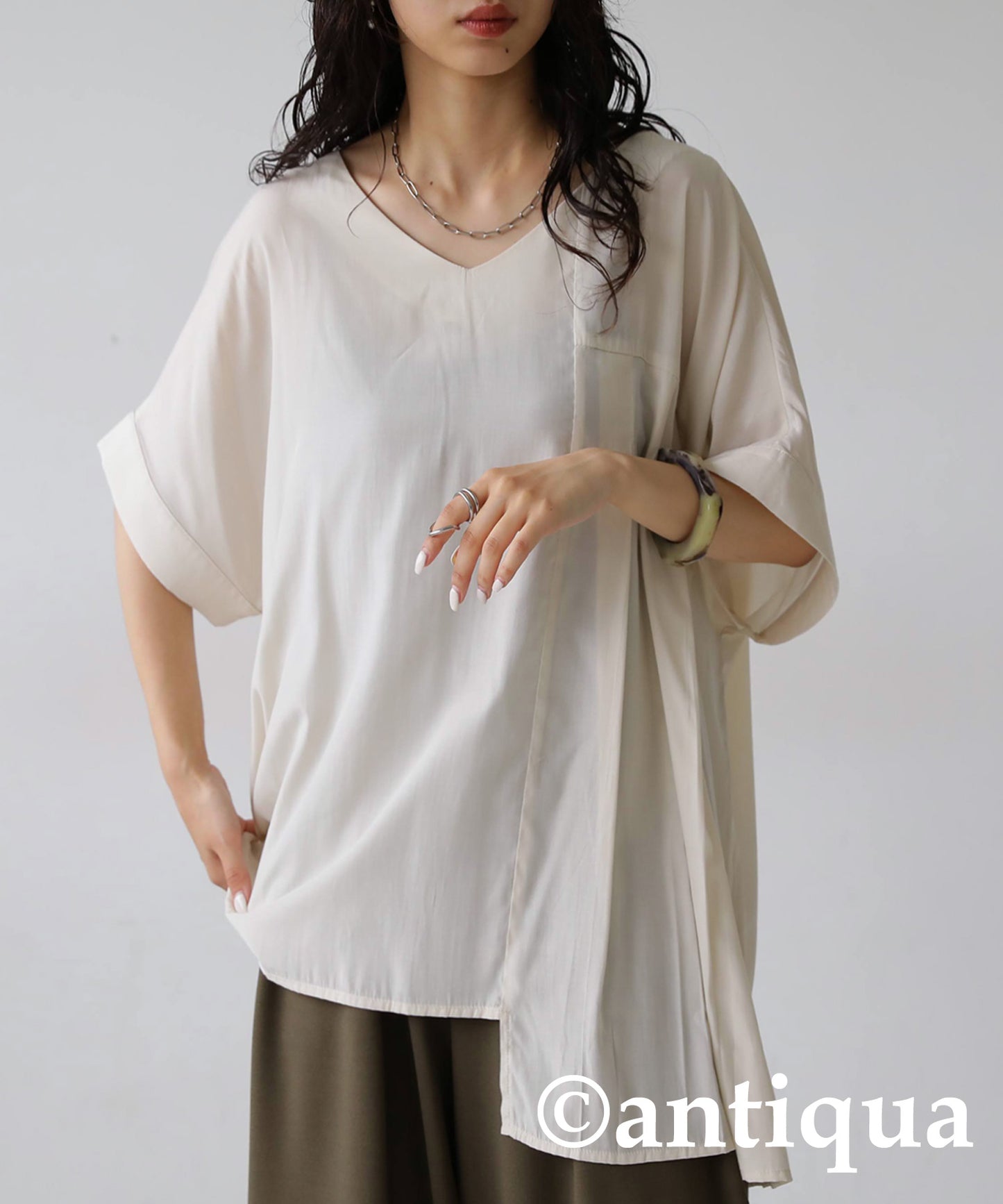 Asymmetry Pleated tops Ladies