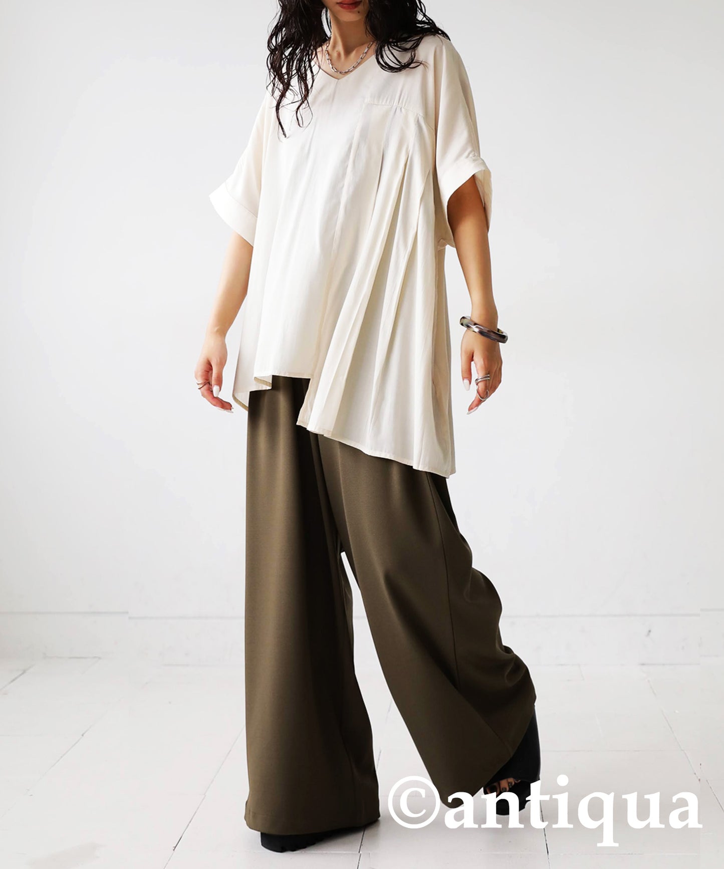 Asymmetry Pleated tops Ladies