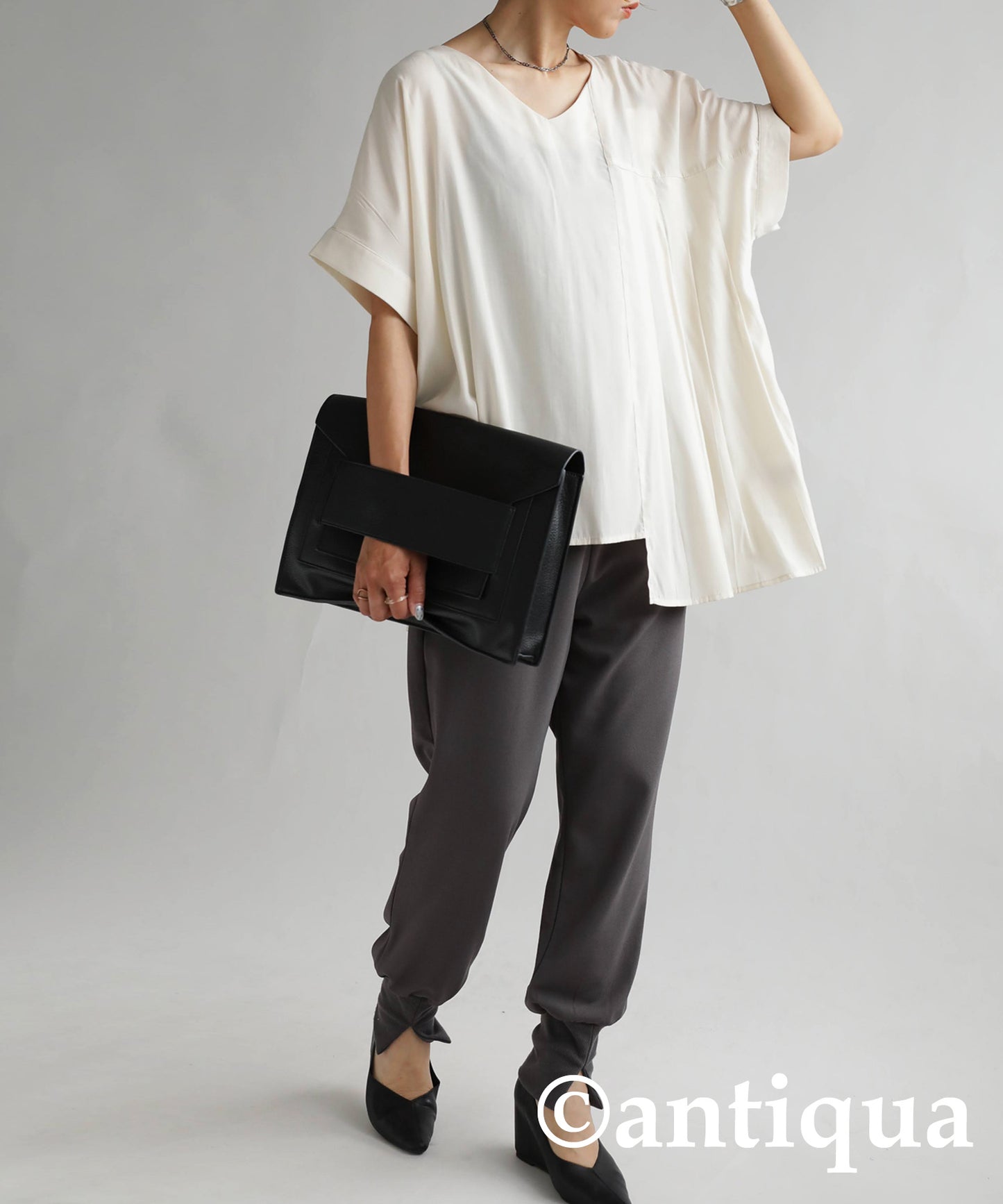 Asymmetry Pleated tops Ladies