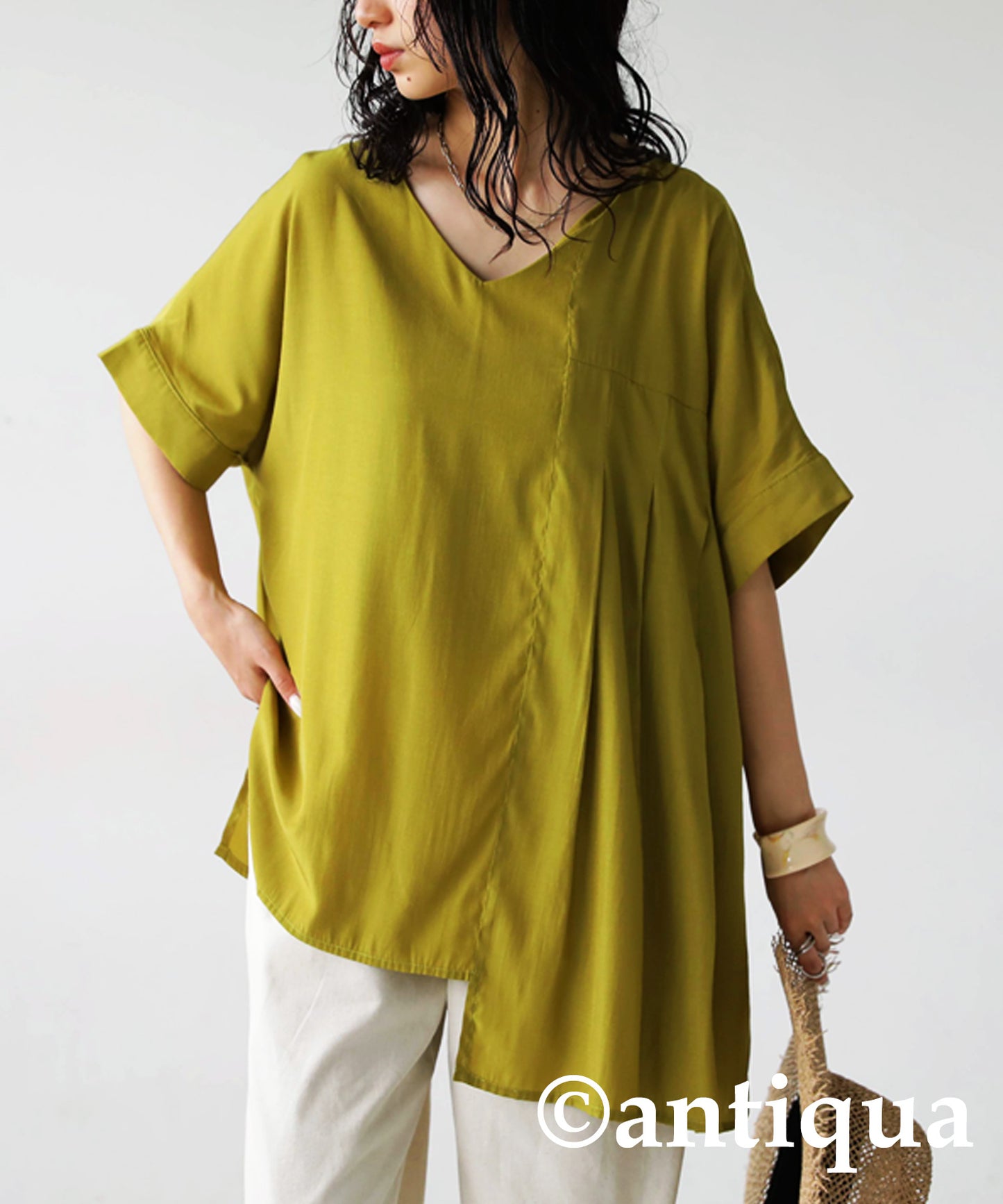 Asymmetry Pleated tops Ladies