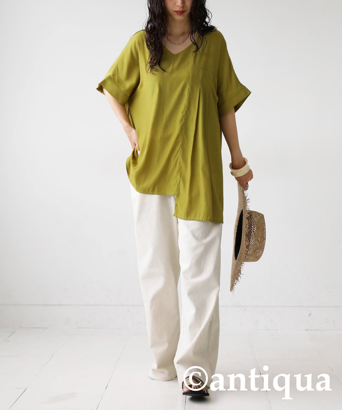 Asymmetry Pleated tops Ladies