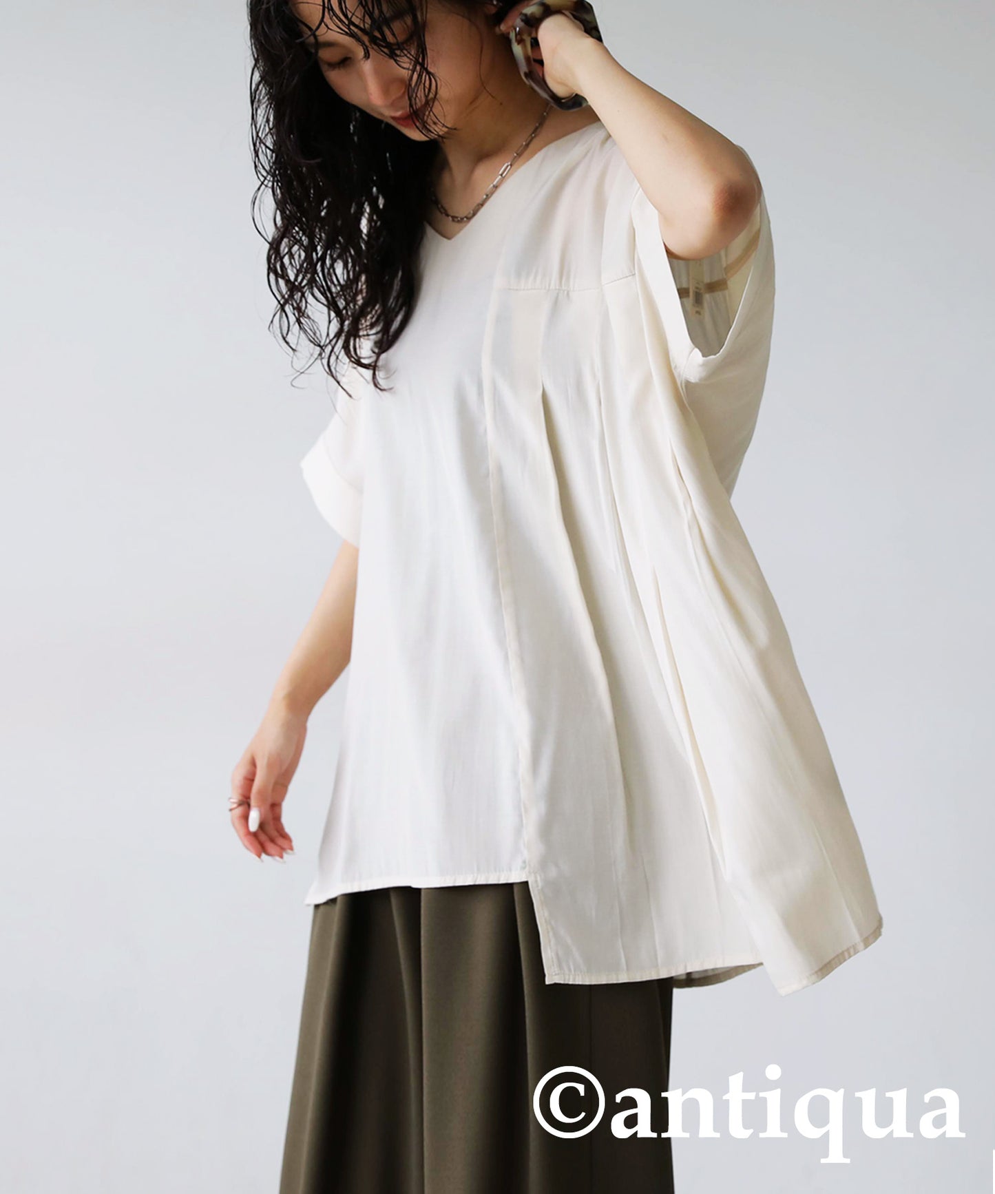 Asymmetry Pleated tops Ladies