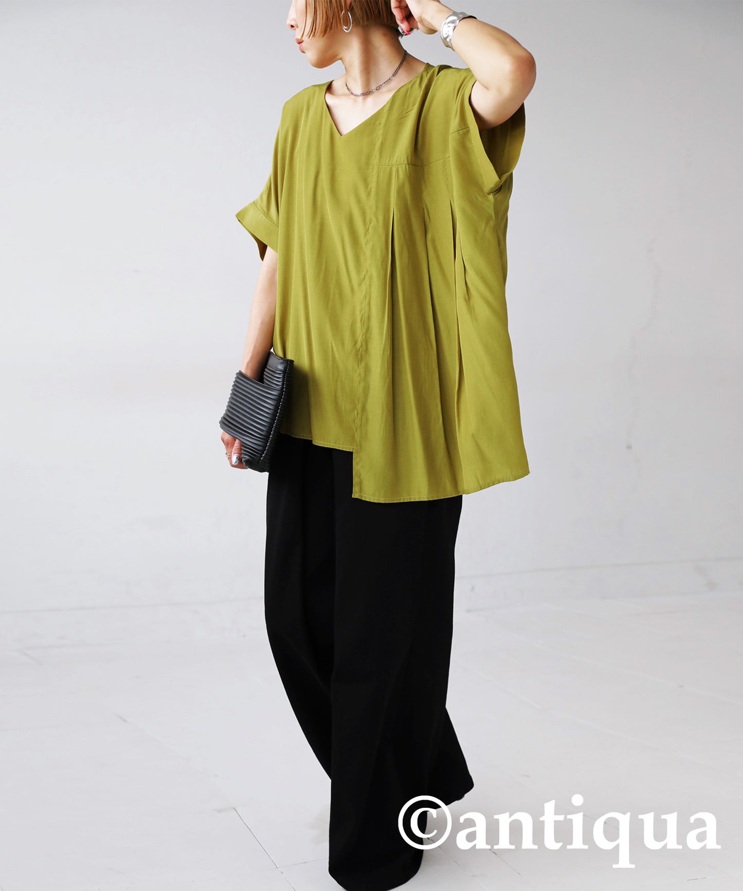 Asymmetry Pleated tops Ladies