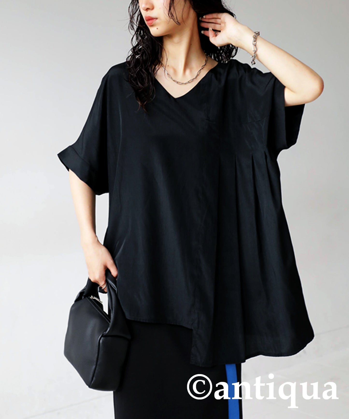 Asymmetry Pleated tops Ladies