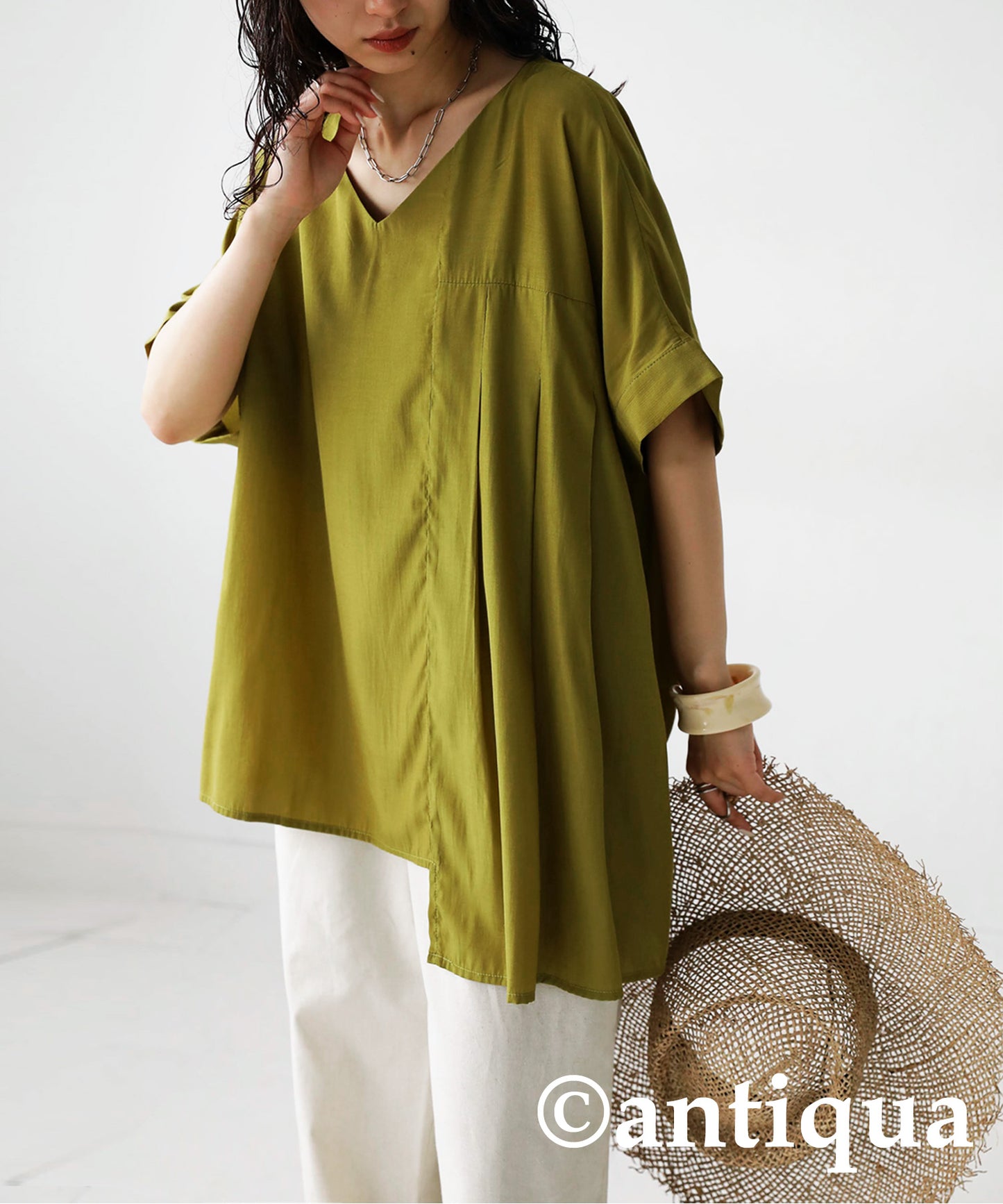 Asymmetry Pleated tops Ladies