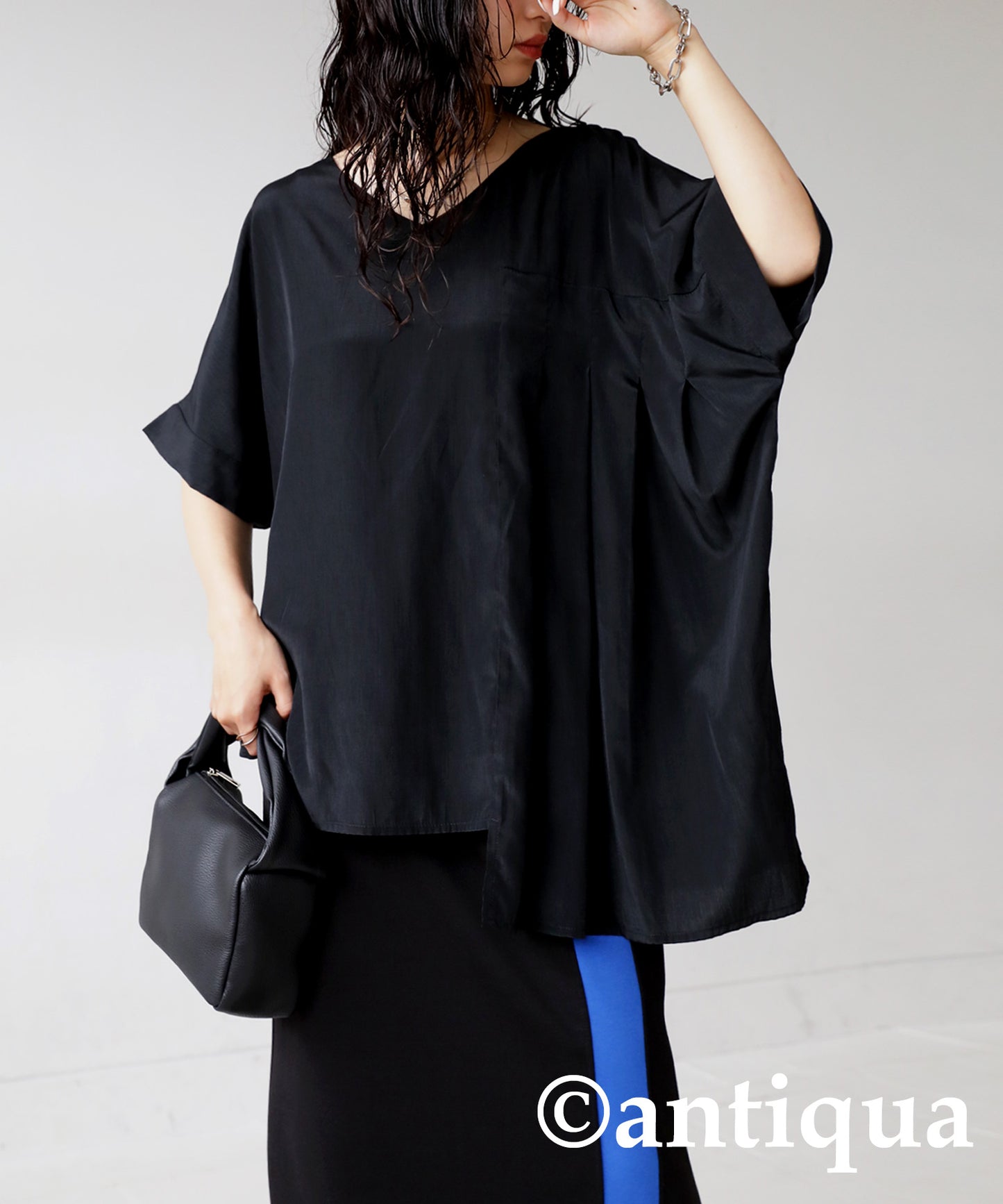 Asymmetry Pleated tops Ladies