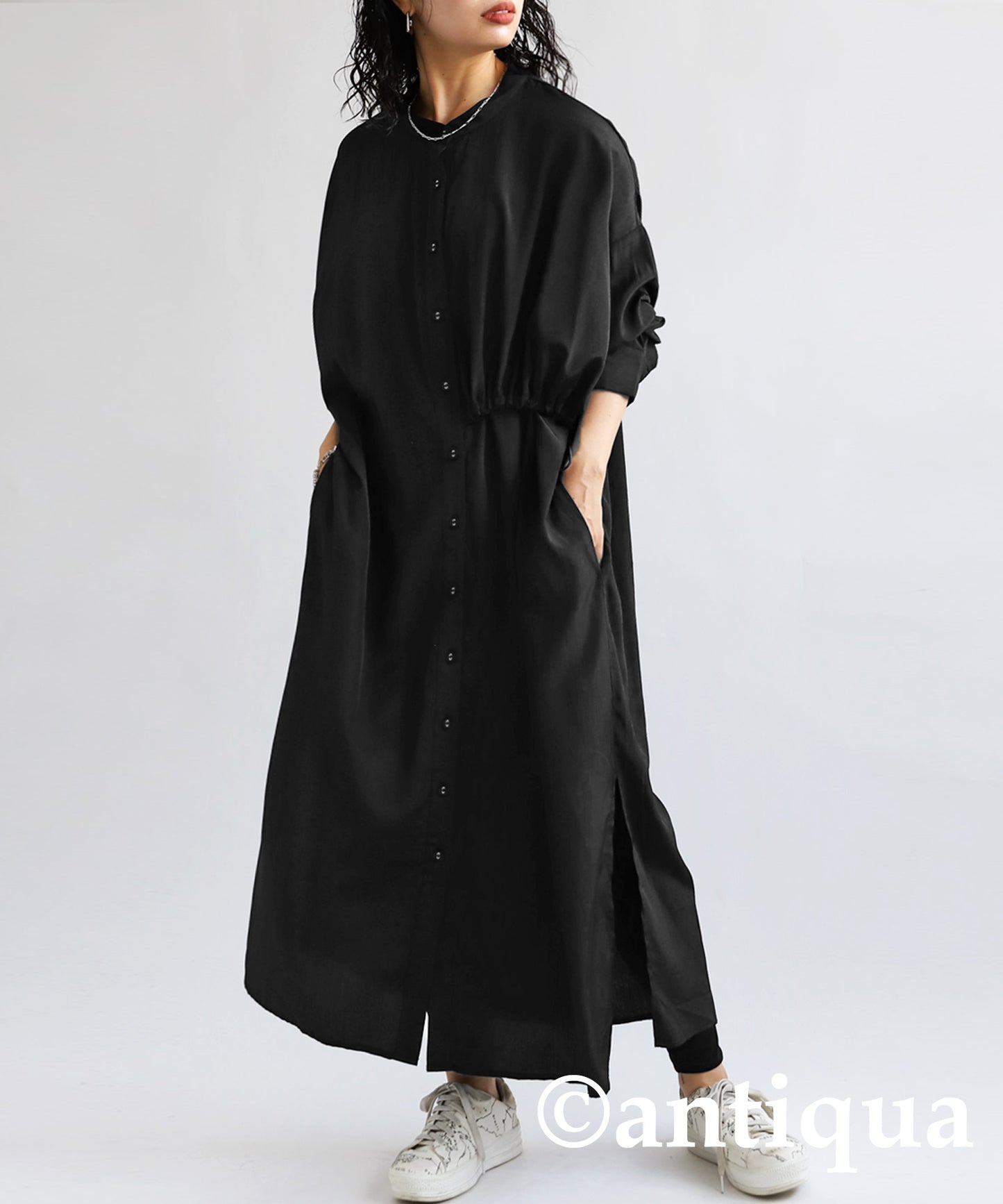 Drawstring Design Shirt Dress Ladies