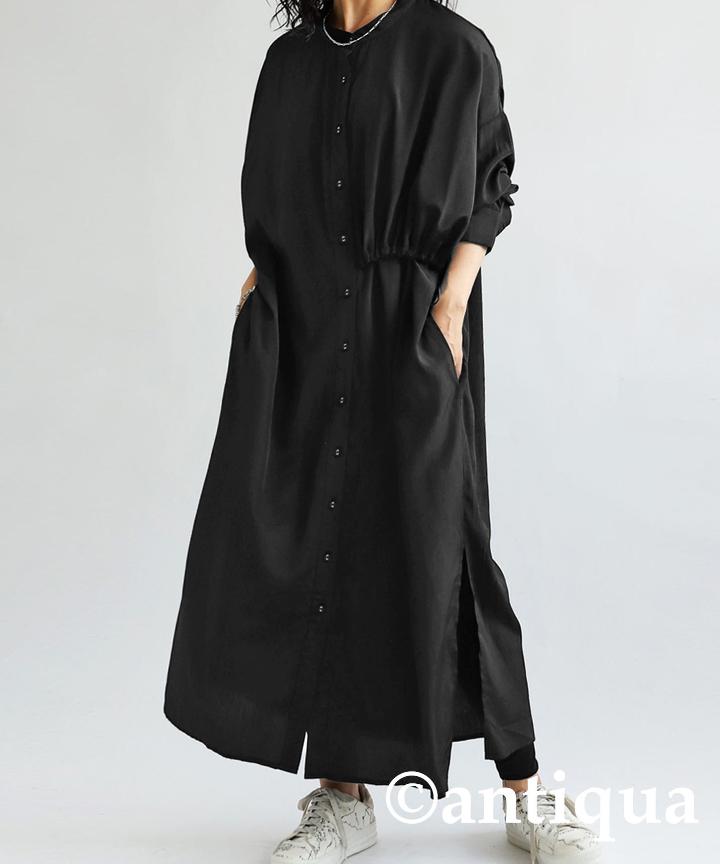 Drawstring Design Shirt Dress Ladies