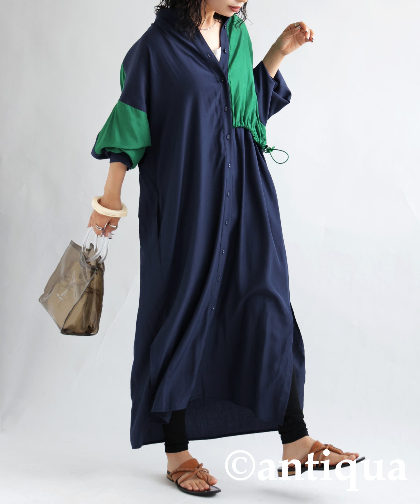 Drawstring Design Shirt Dress Ladies