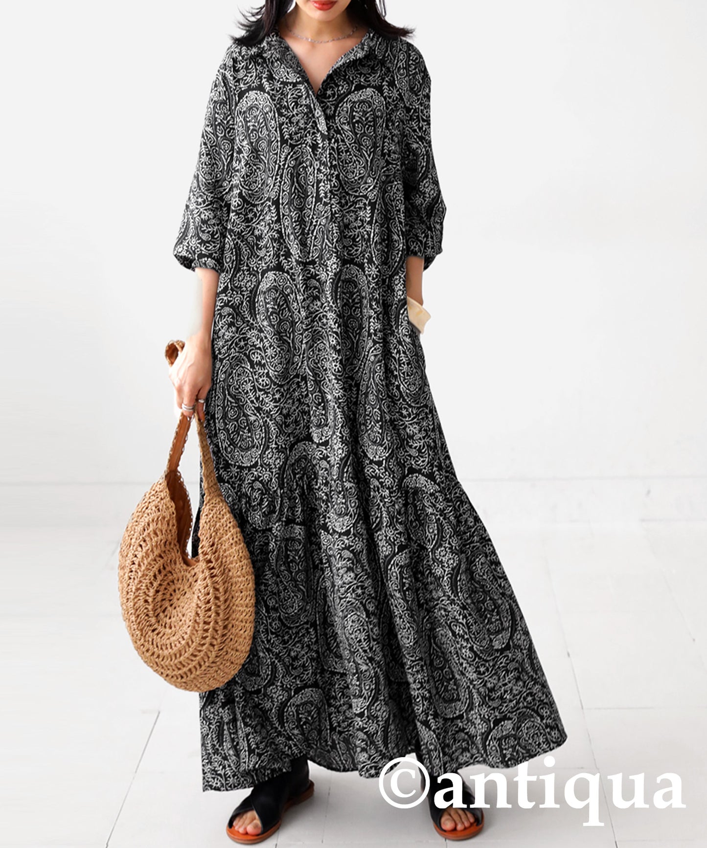 Paisley pattern gather dress Ladies