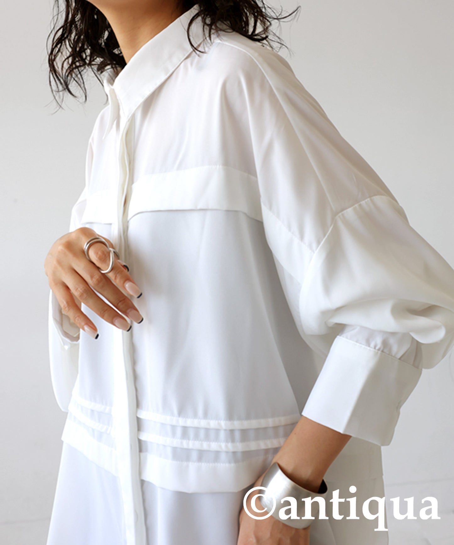 Ladies tuck pleated shirt long sleeve